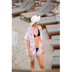 Tunique de Plage Cover Isa Blanc 100% Soie Unique