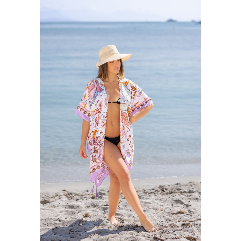 Tunique de Plage Cover Lysa Violet Coton Unique