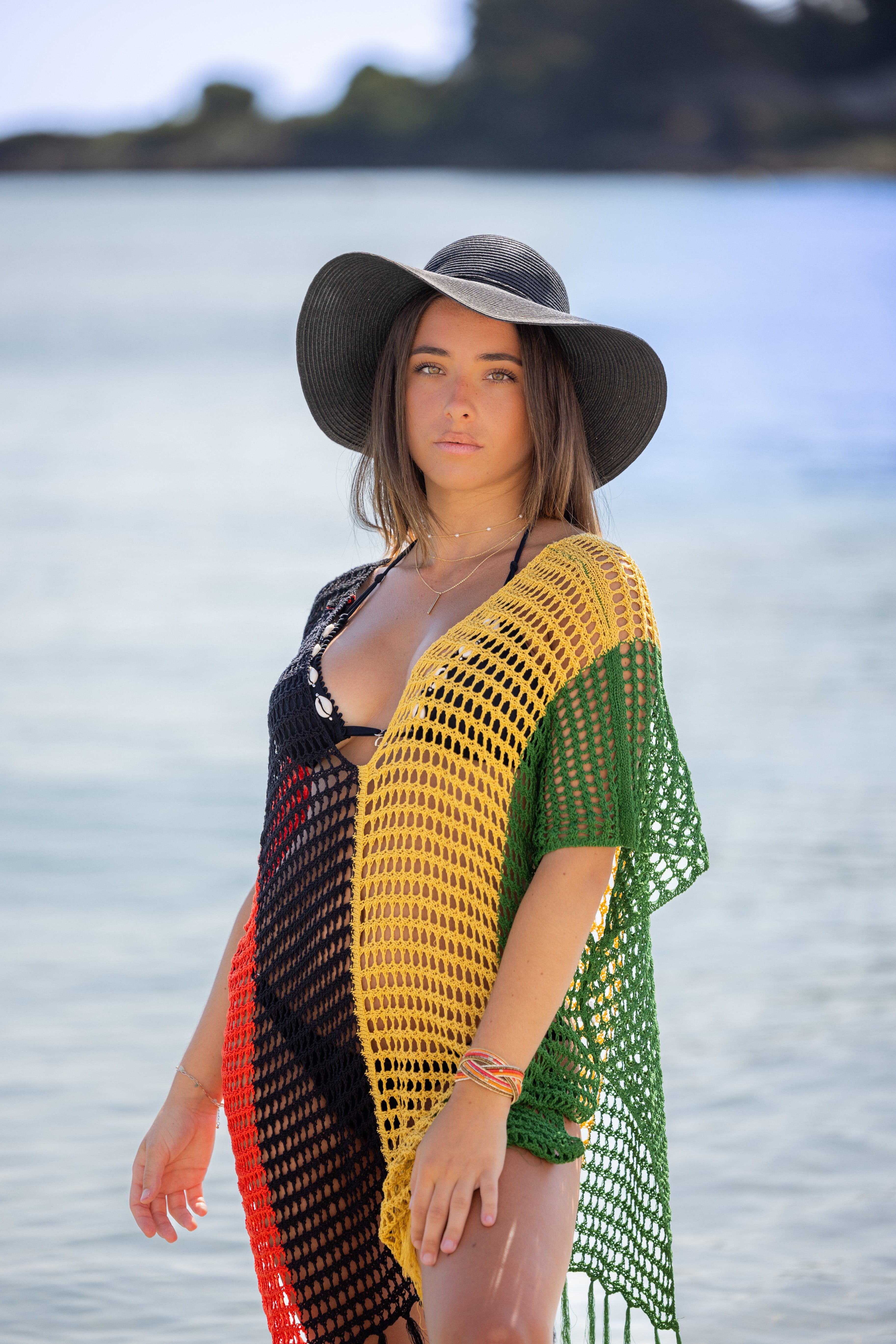 Tunique de Plage Strip Paola Multi-couleurs Coton Unique