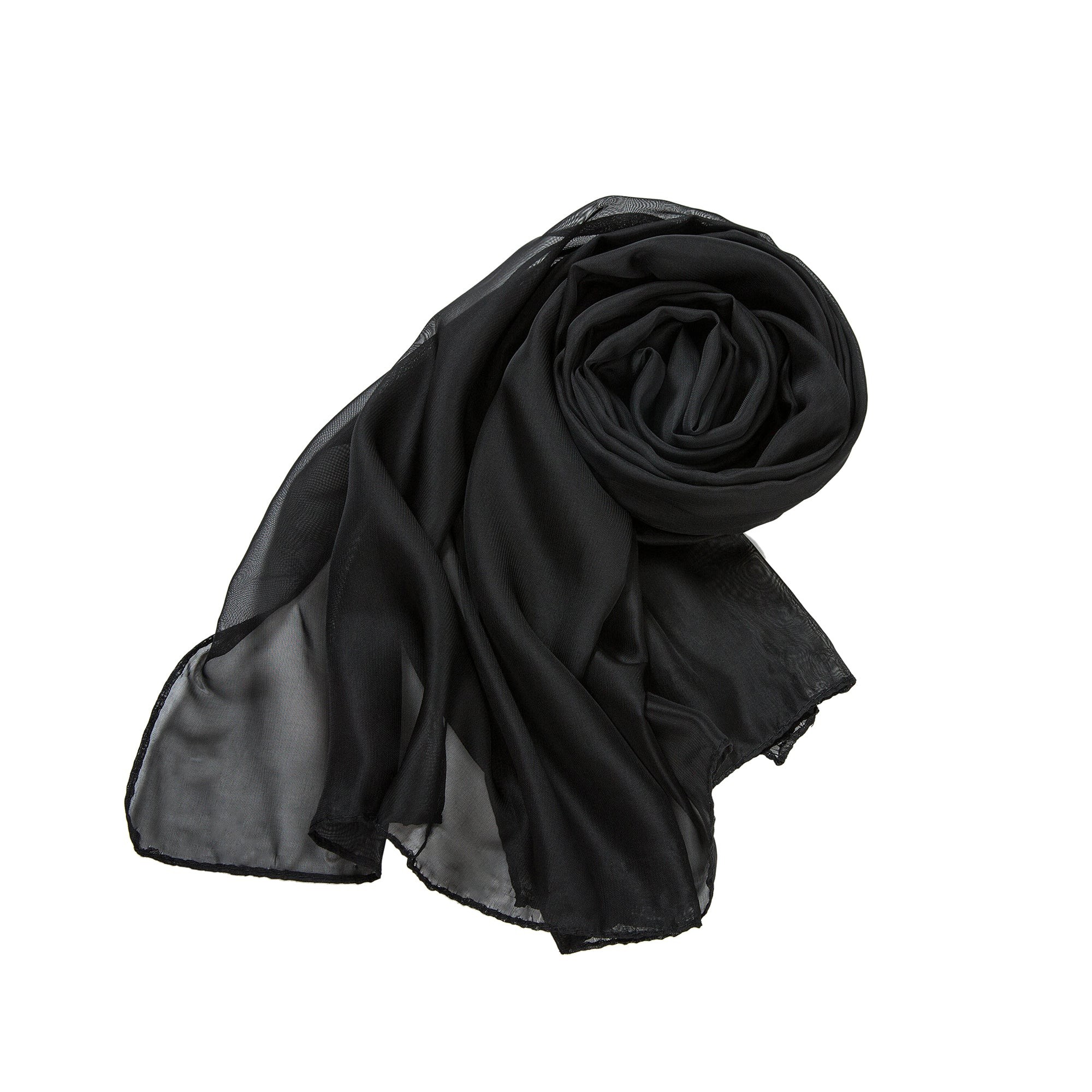 Voile de Soie Black Vera Noir 100% Soie 180x50cm