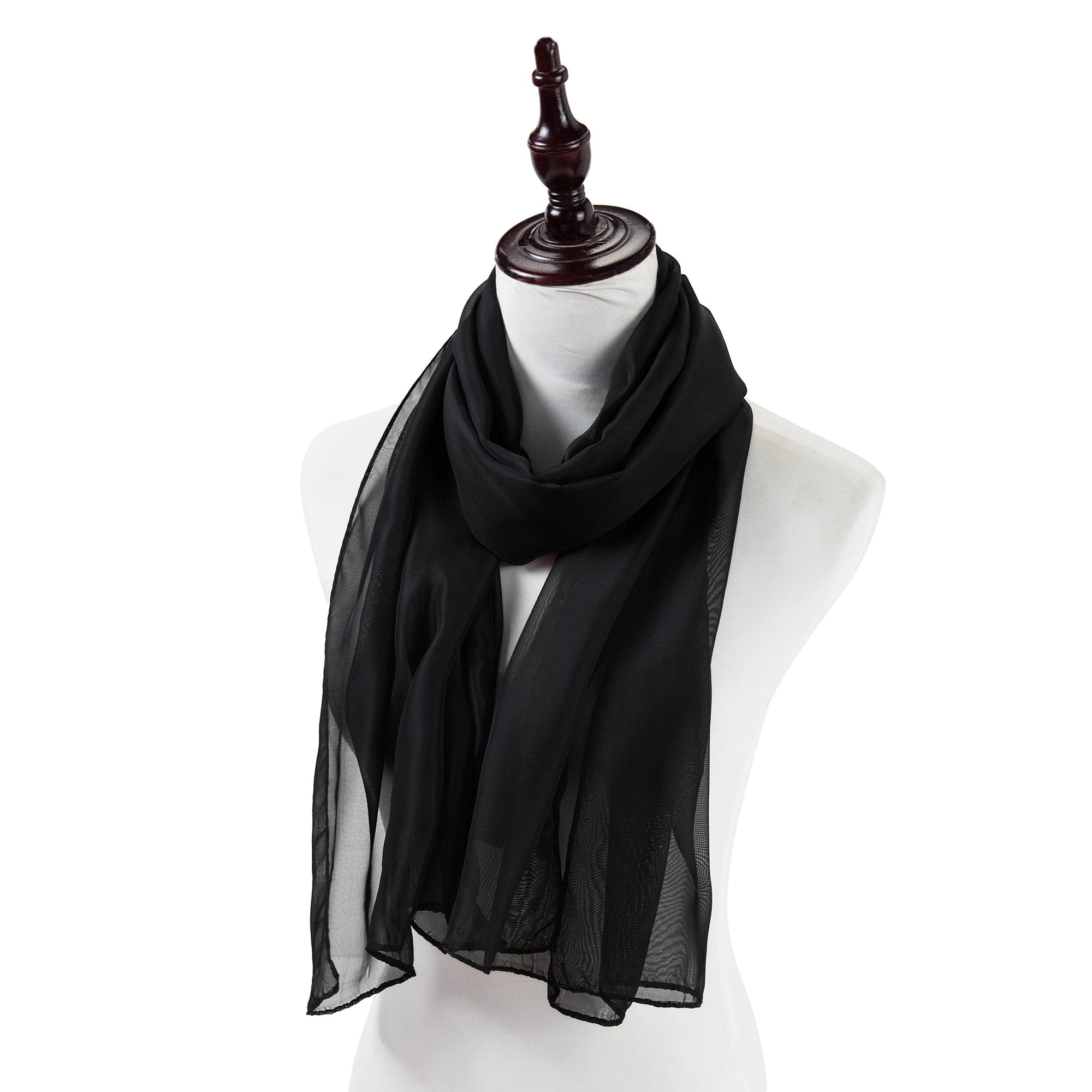 Voile de Soie Black Vera Noir 100% Soie 180x50cm