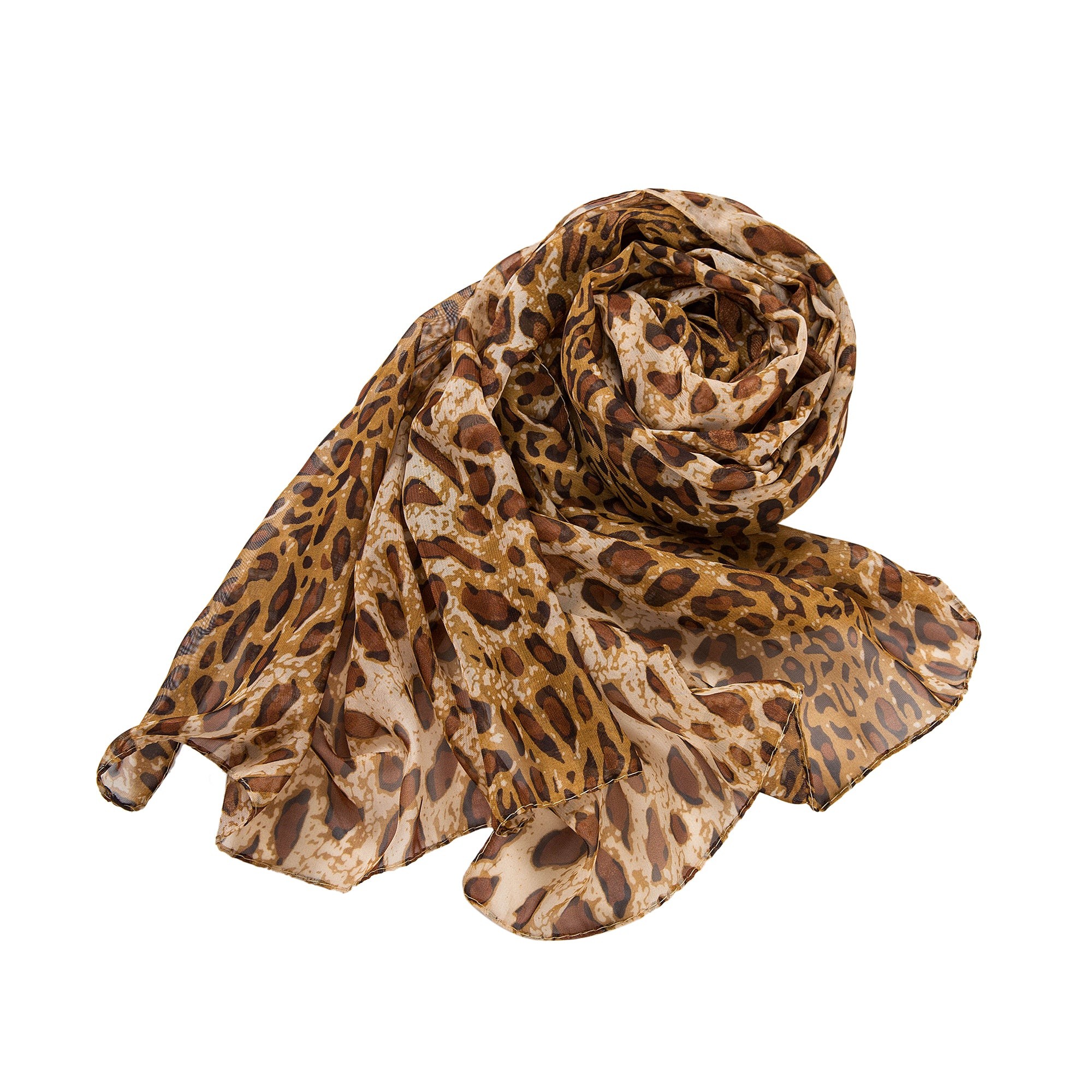 Voile de Soie Brown Léopard Véra marron 100% Soie 180x50cm