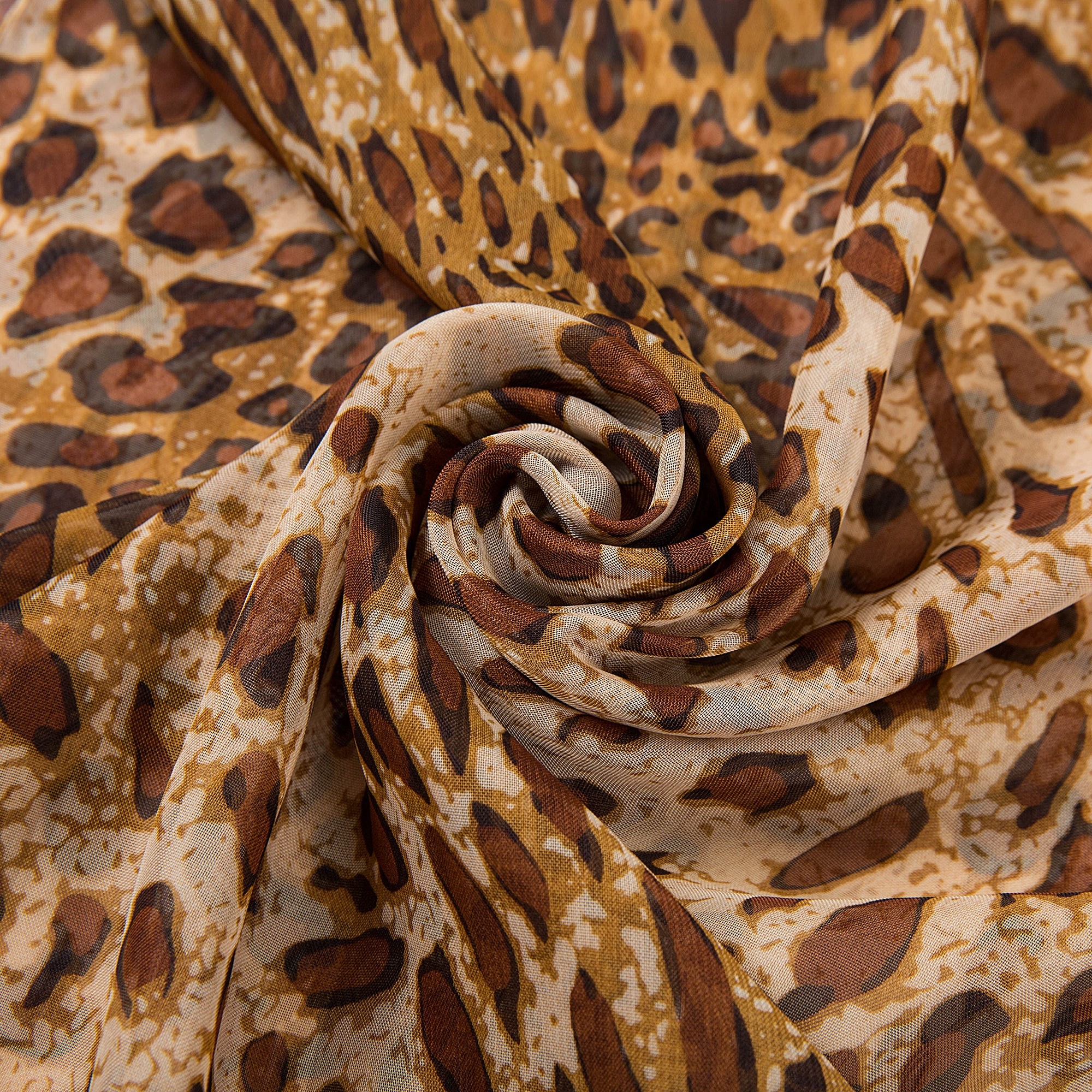 Voile de Soie Brown Léopard Véra marron 100% Soie 180x50cm