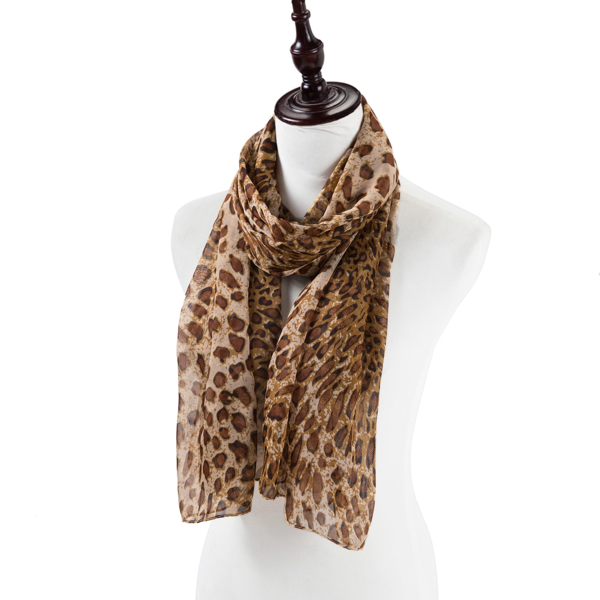 Voile de Soie Brown Léopard Véra marron 100% Soie 180x50cm