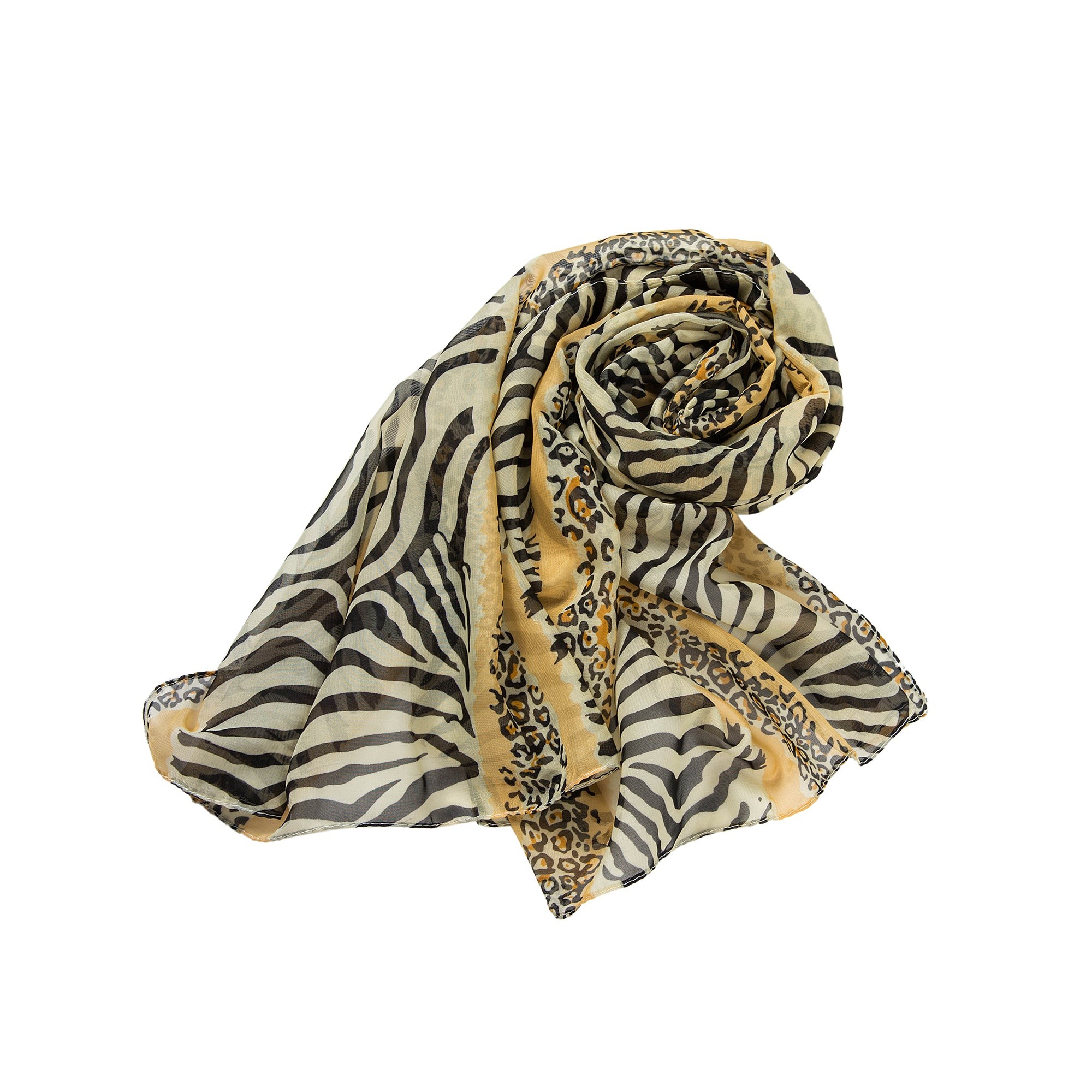 Voile de Soie Cream Leopard Véra Jaune 100% Soie 180x50cm