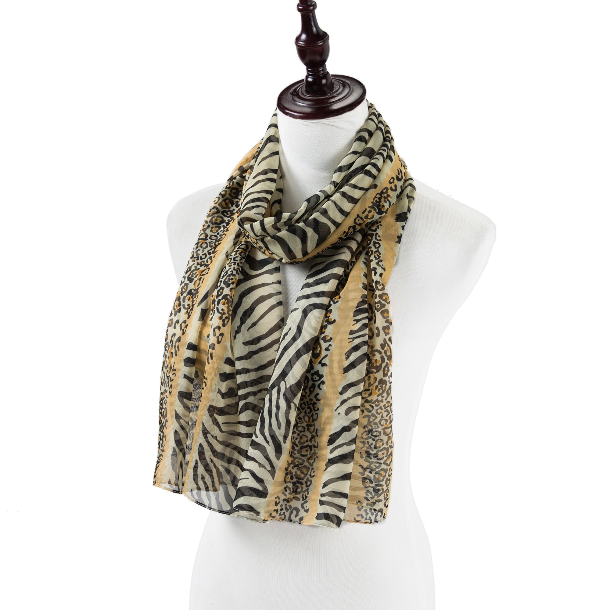 Voile de Soie Cream Leopard Véra Jaune 100% Soie 180x50cm