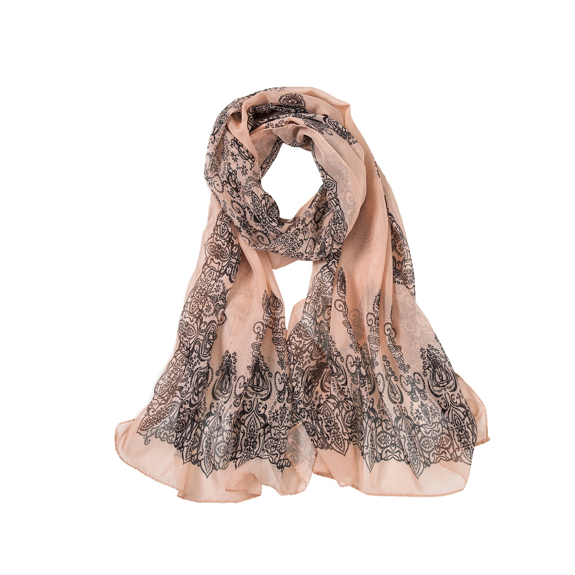 Voile de Soie Cream Salmon Véra Rose 100% Soie 180x50cm