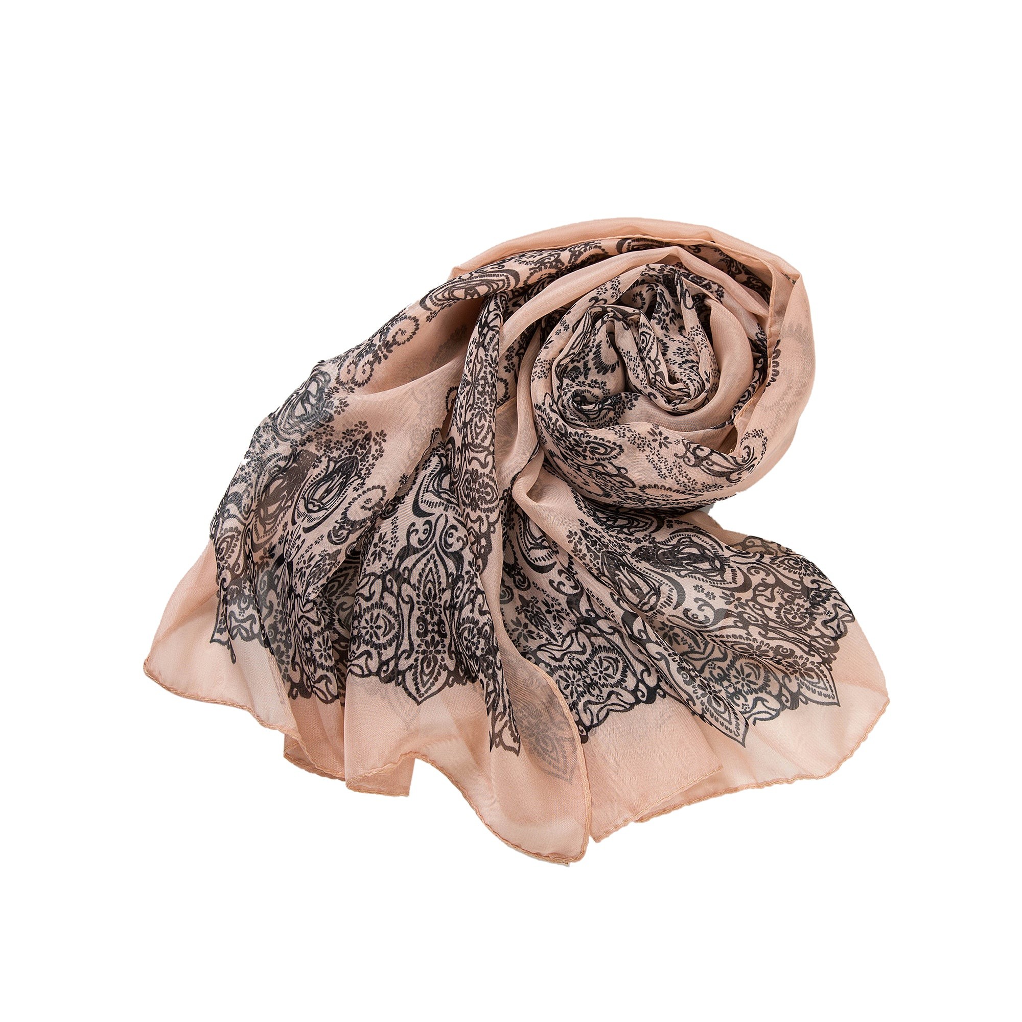 Voile de Soie Cream Salmon Véra Rose 100% Soie 180x50cm