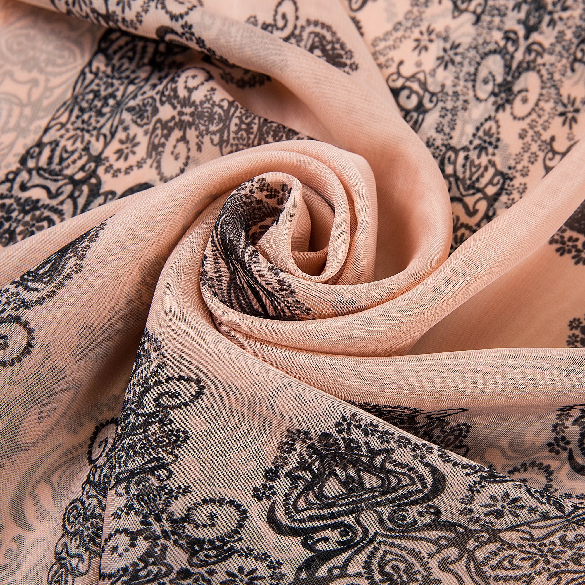 Voile de Soie Cream Salmon Véra Rose 100% Soie 180x50cm