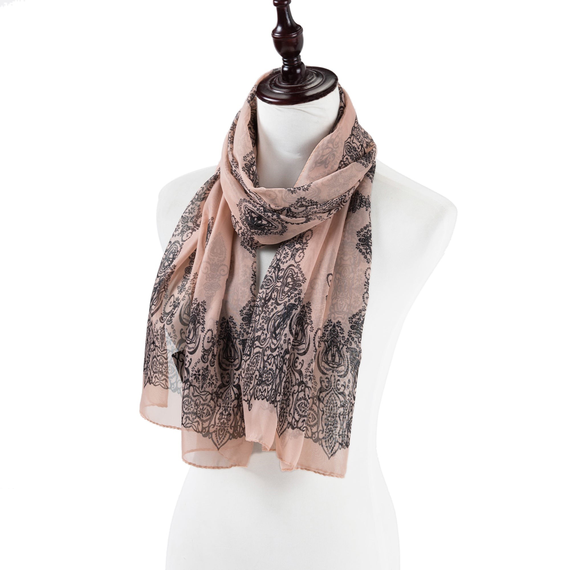 Voile de Soie Cream Salmon Véra Rose 100% Soie 180x50cm
