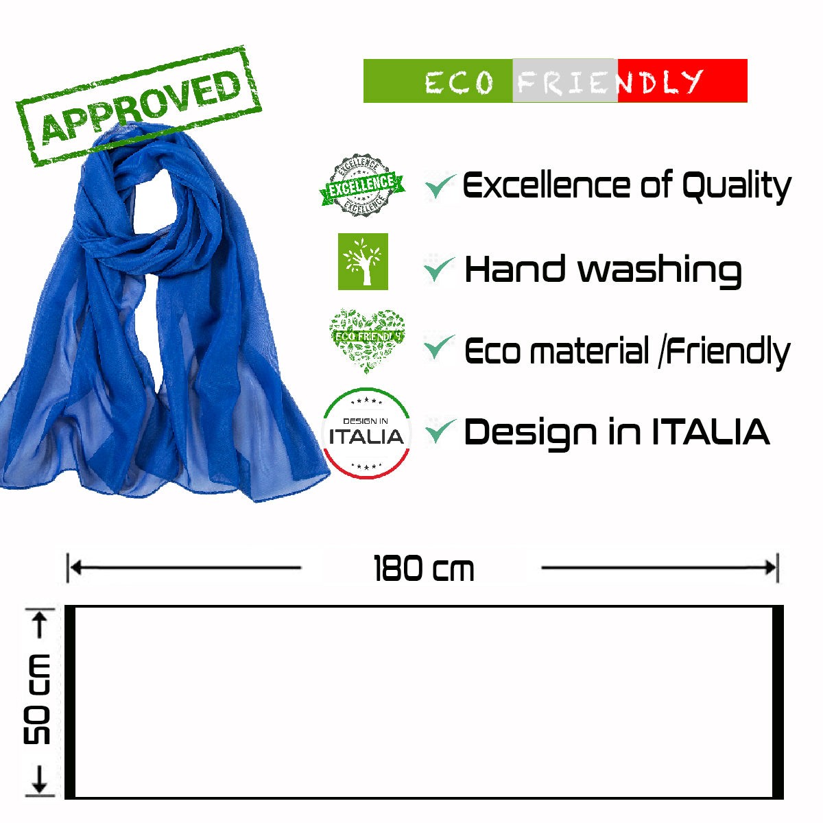 Voile de Soie Denim Véra Bleu 100% Soie 180x50cm