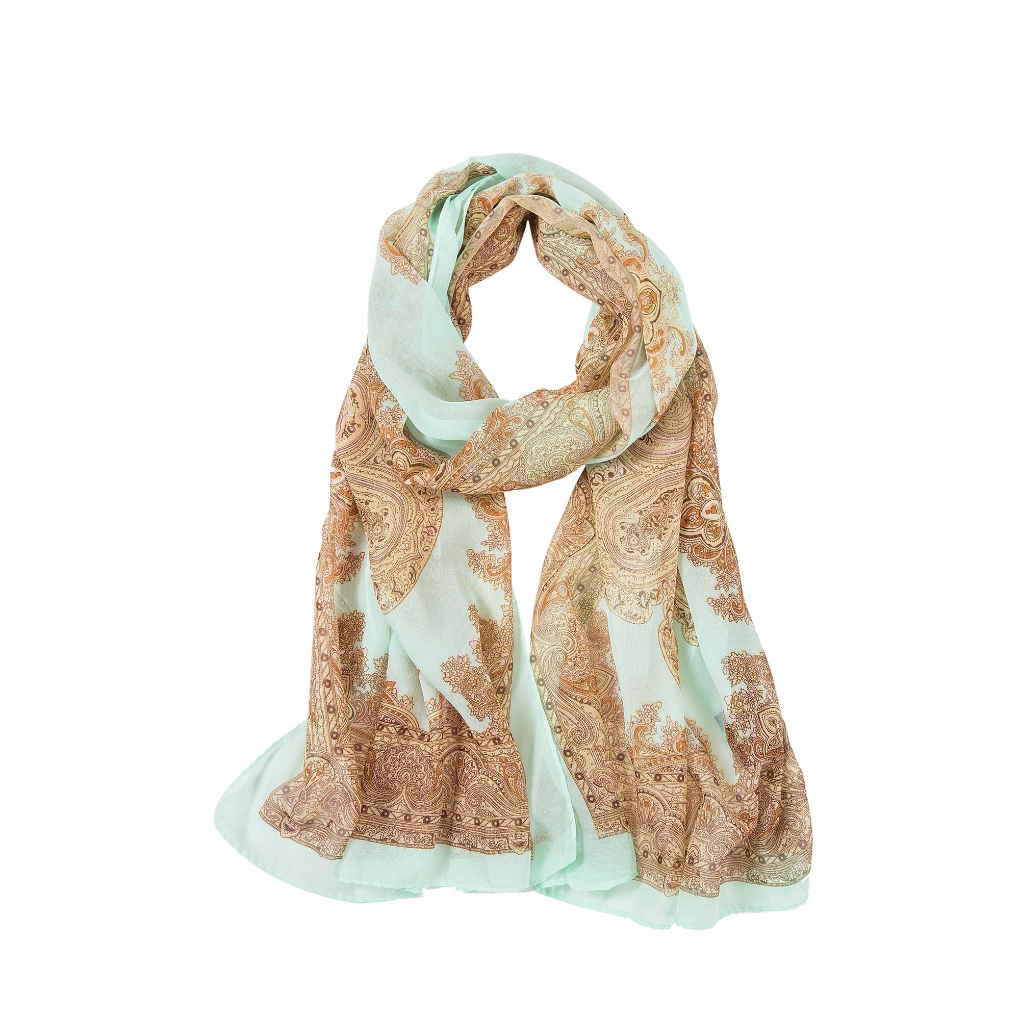 Voile de Soie Green Brown Véra 100% Soie 180x50cm