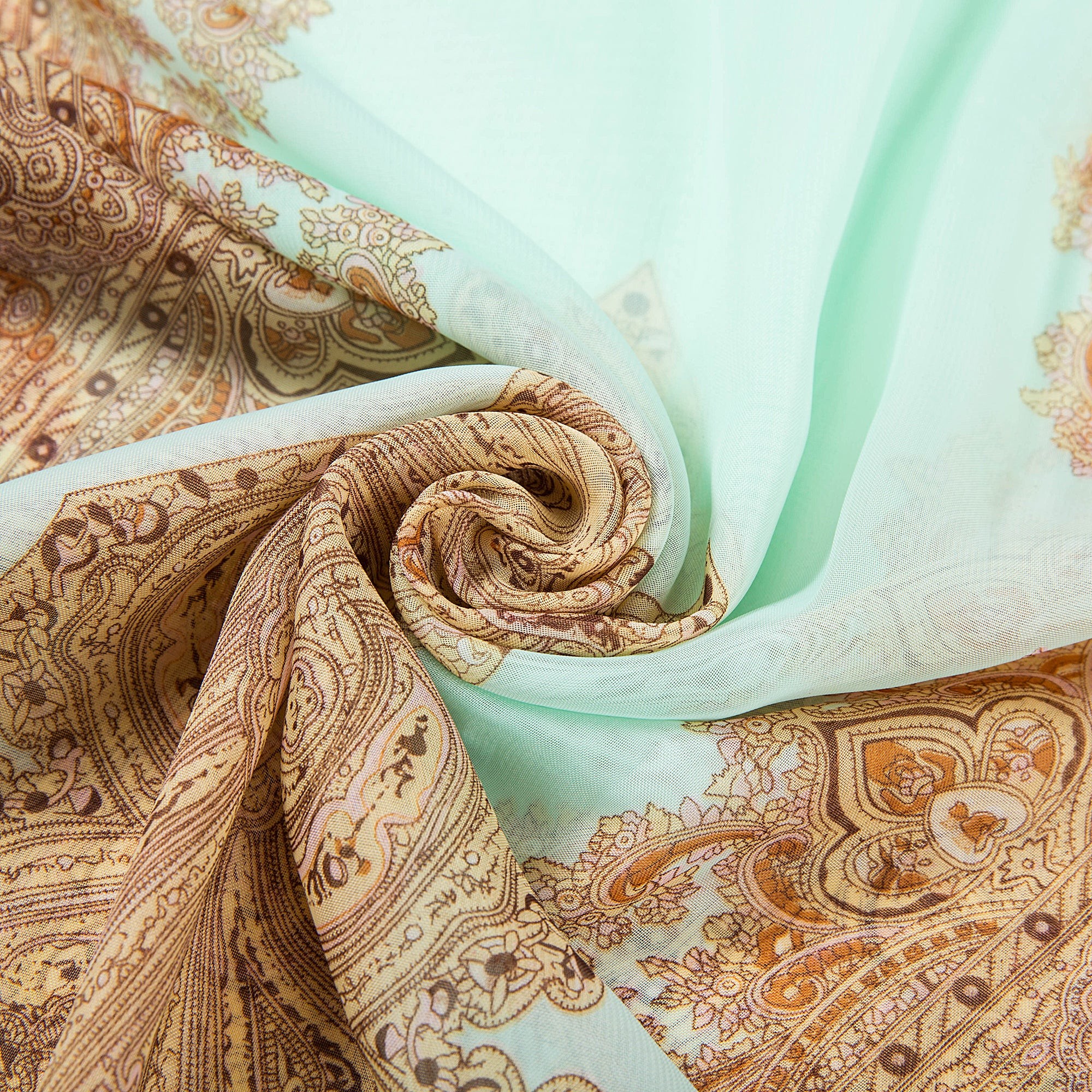 Voile de Soie Green Brown Véra 100% Soie 180x50cm
