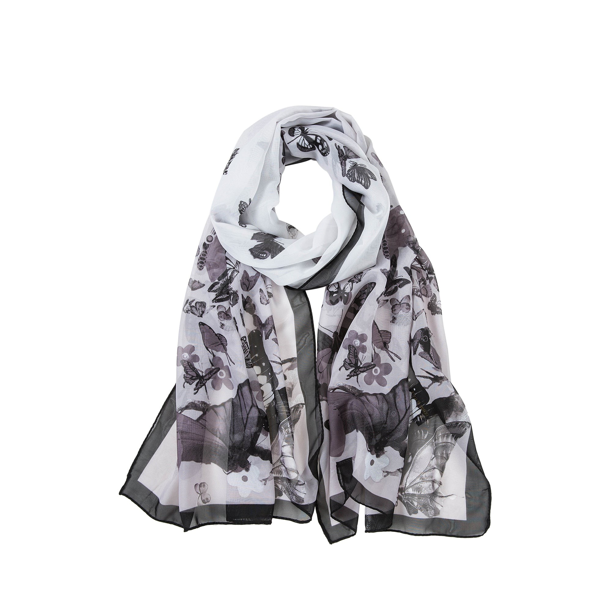 Voile de Soie Grey Véra Blanc 100% Soie 180x50cm