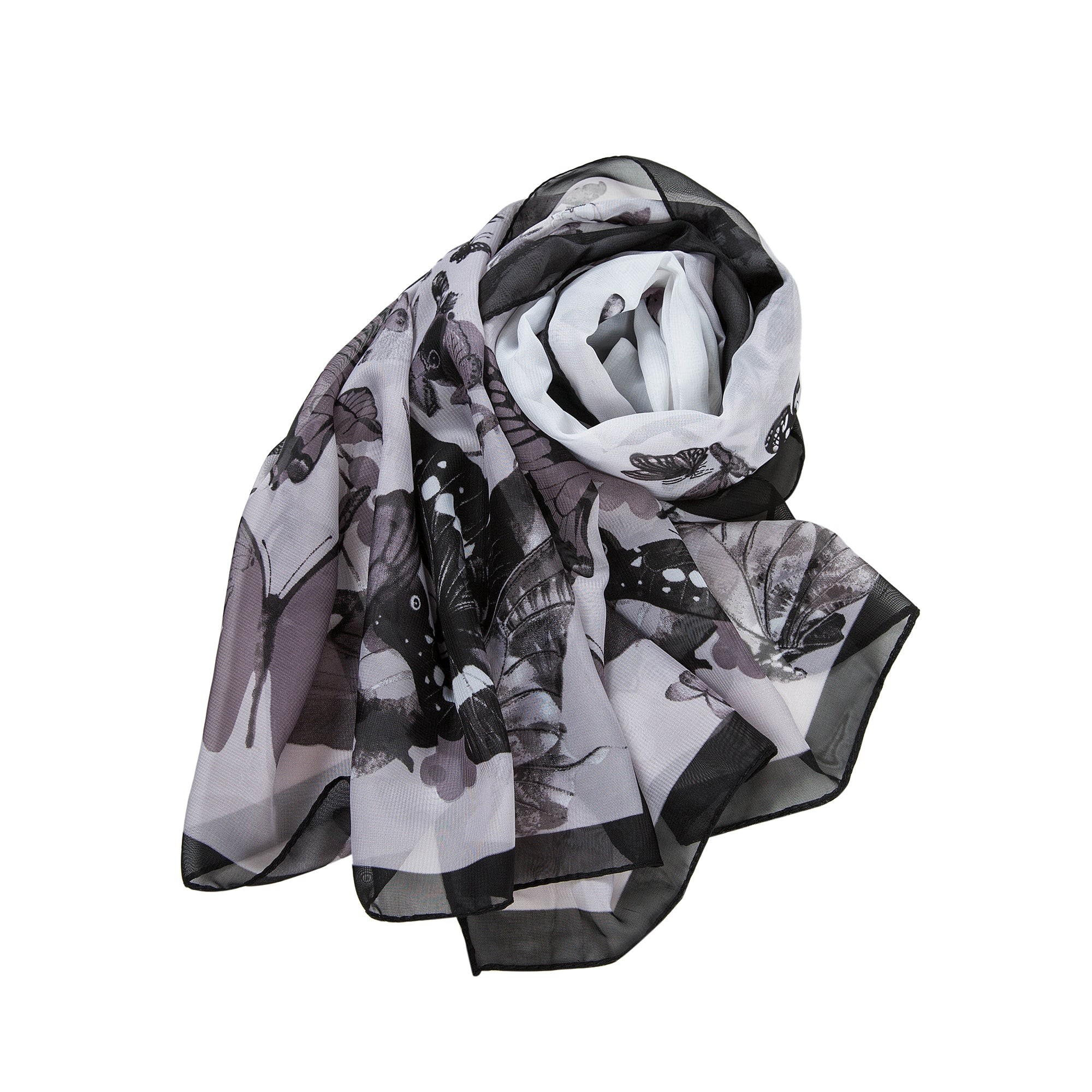 Voile de Soie Grey Véra Blanc 100% Soie 180x50cm