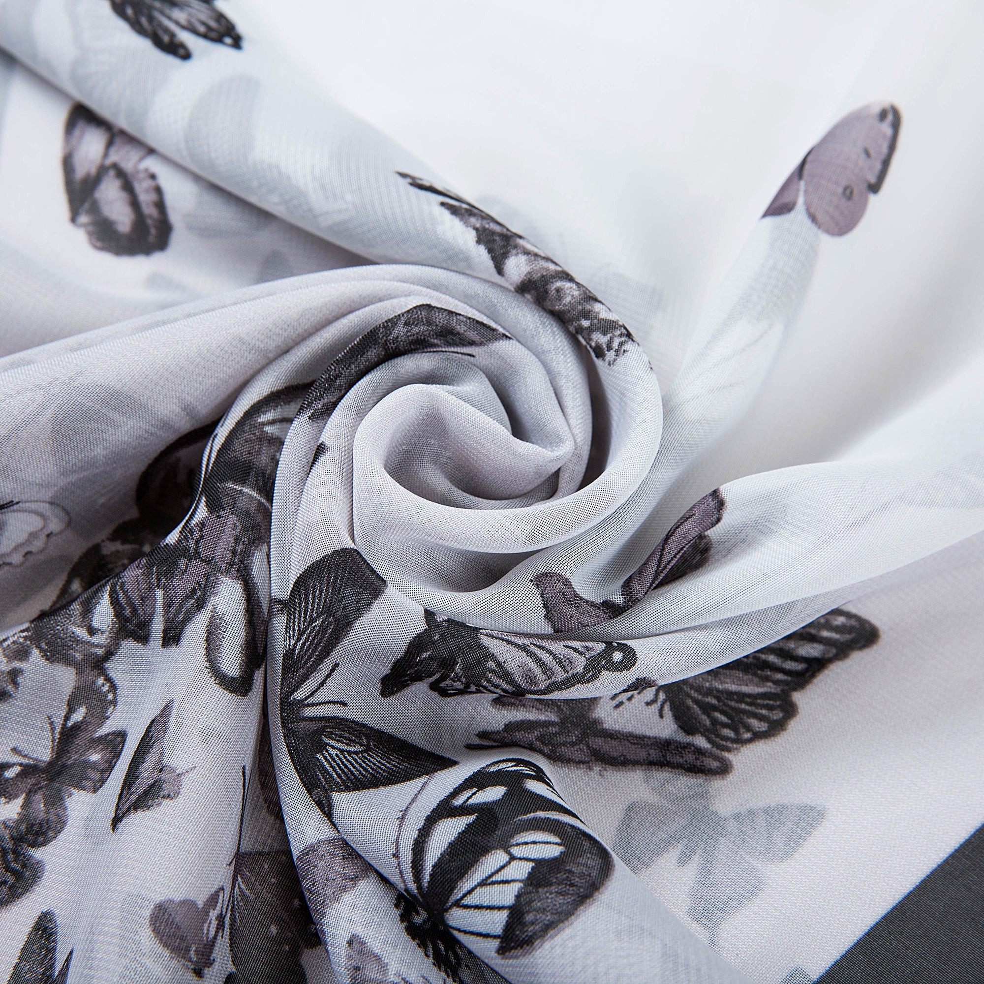 Voile de Soie Grey Véra Blanc 100% Soie 180x50cm