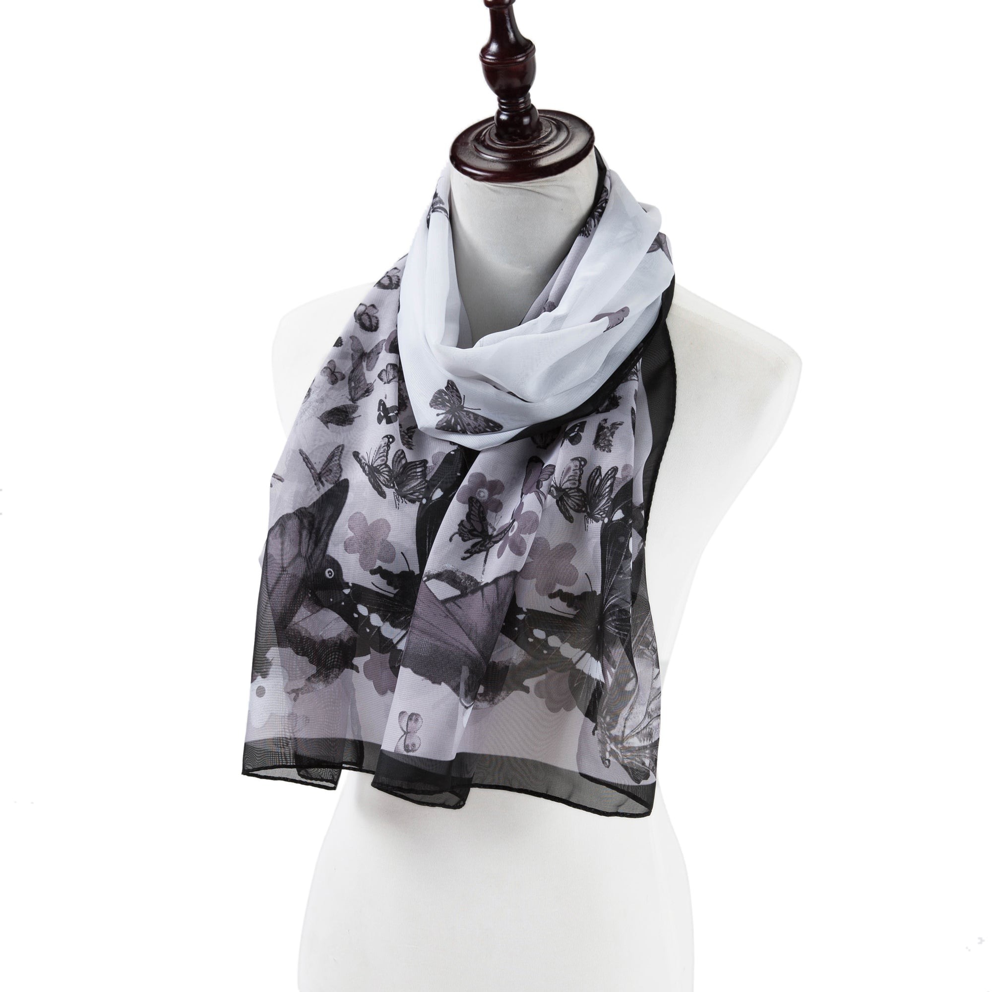 Voile de Soie Grey Véra Blanc 100% Soie 180x50cm