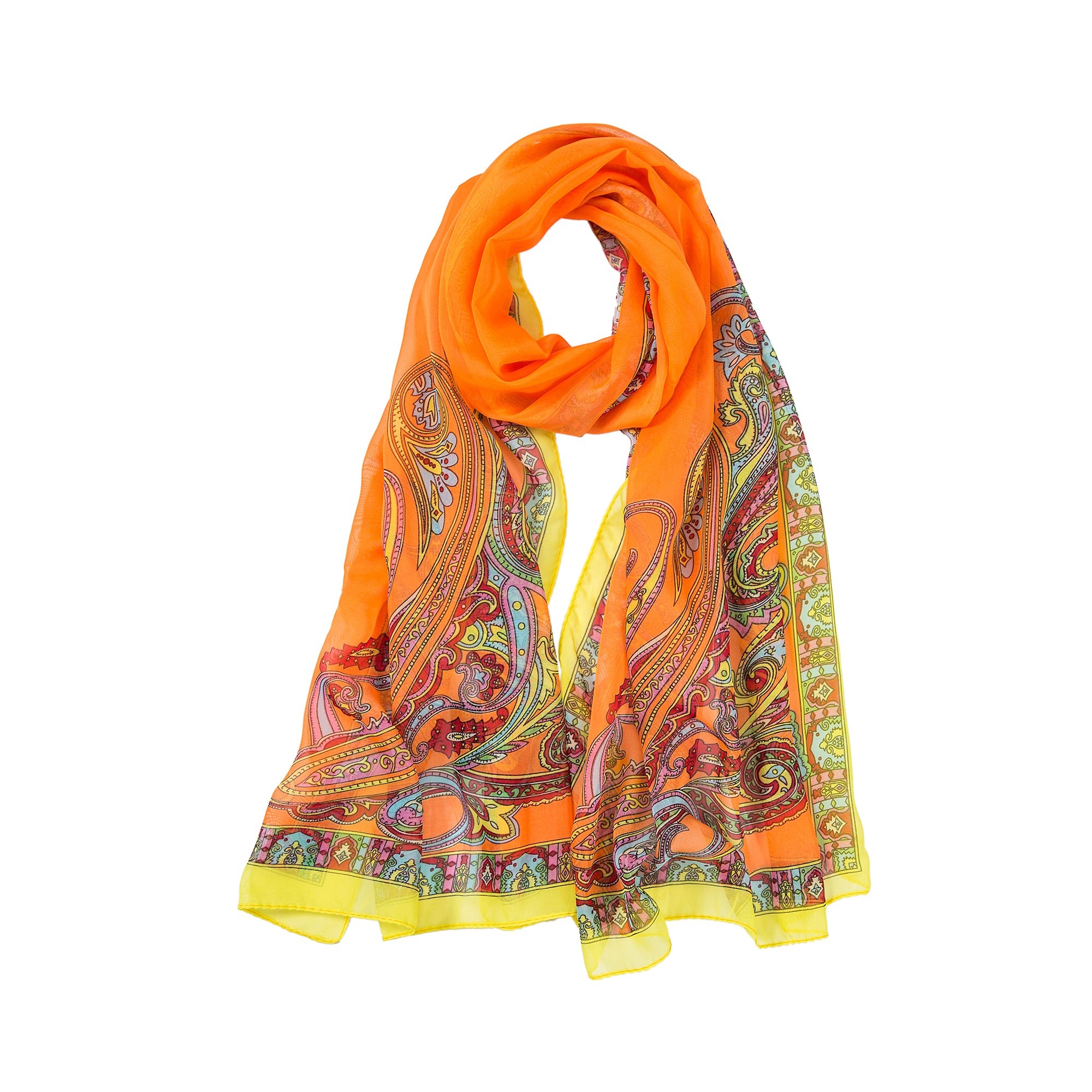 Voile de Soie Orange Véra Orange 100% Soie 180x50cm