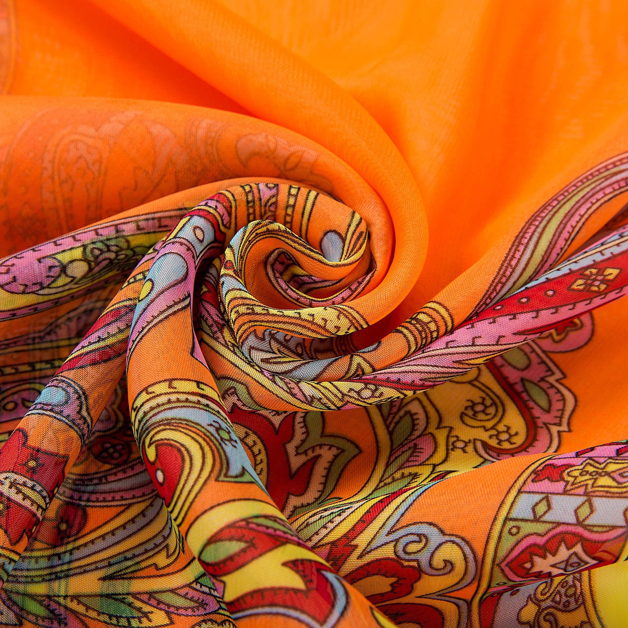Voile de Soie Orange Véra Orange 100% Soie 180x50cm