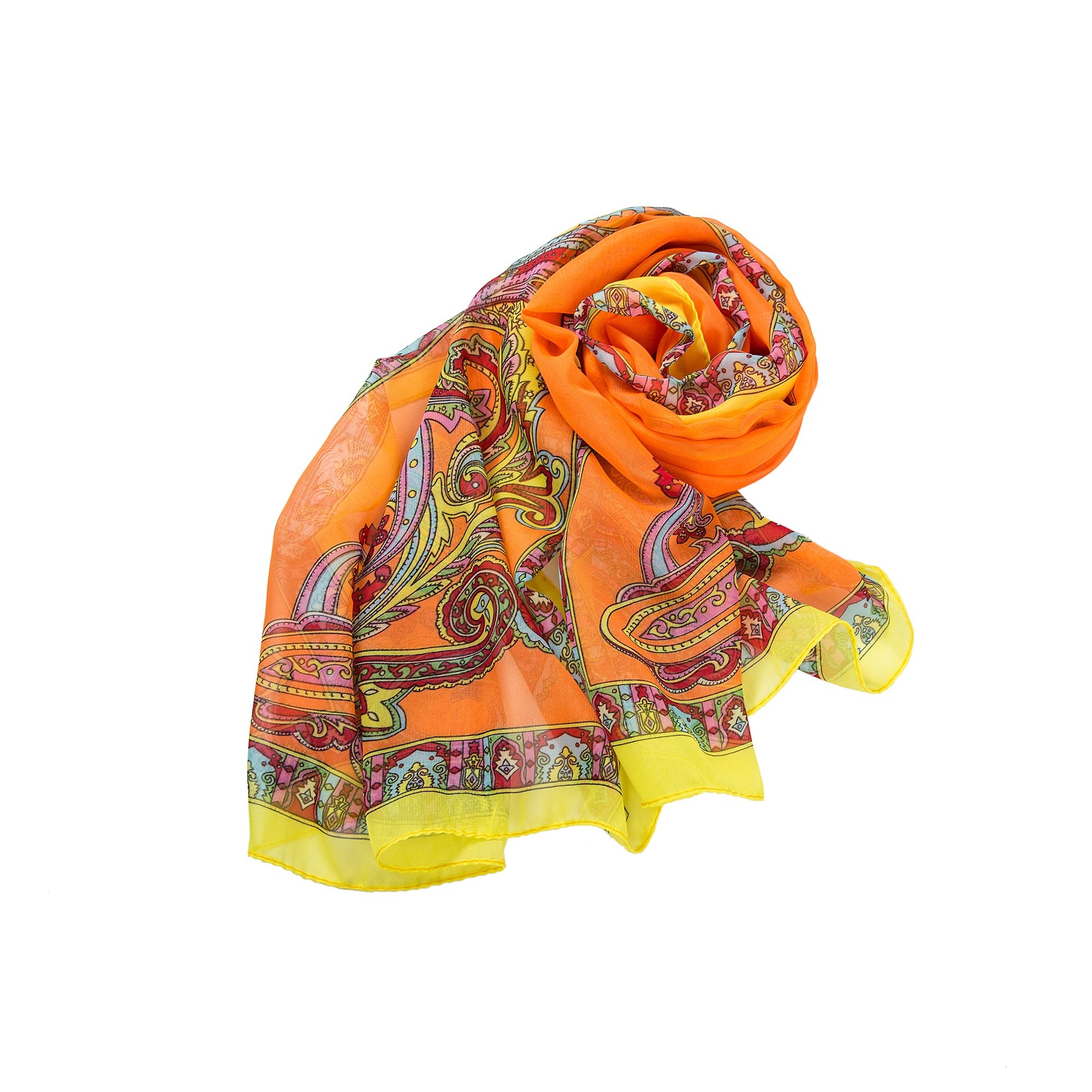 Voile de Soie Orange Véra Orange 100% Soie 180x50cm