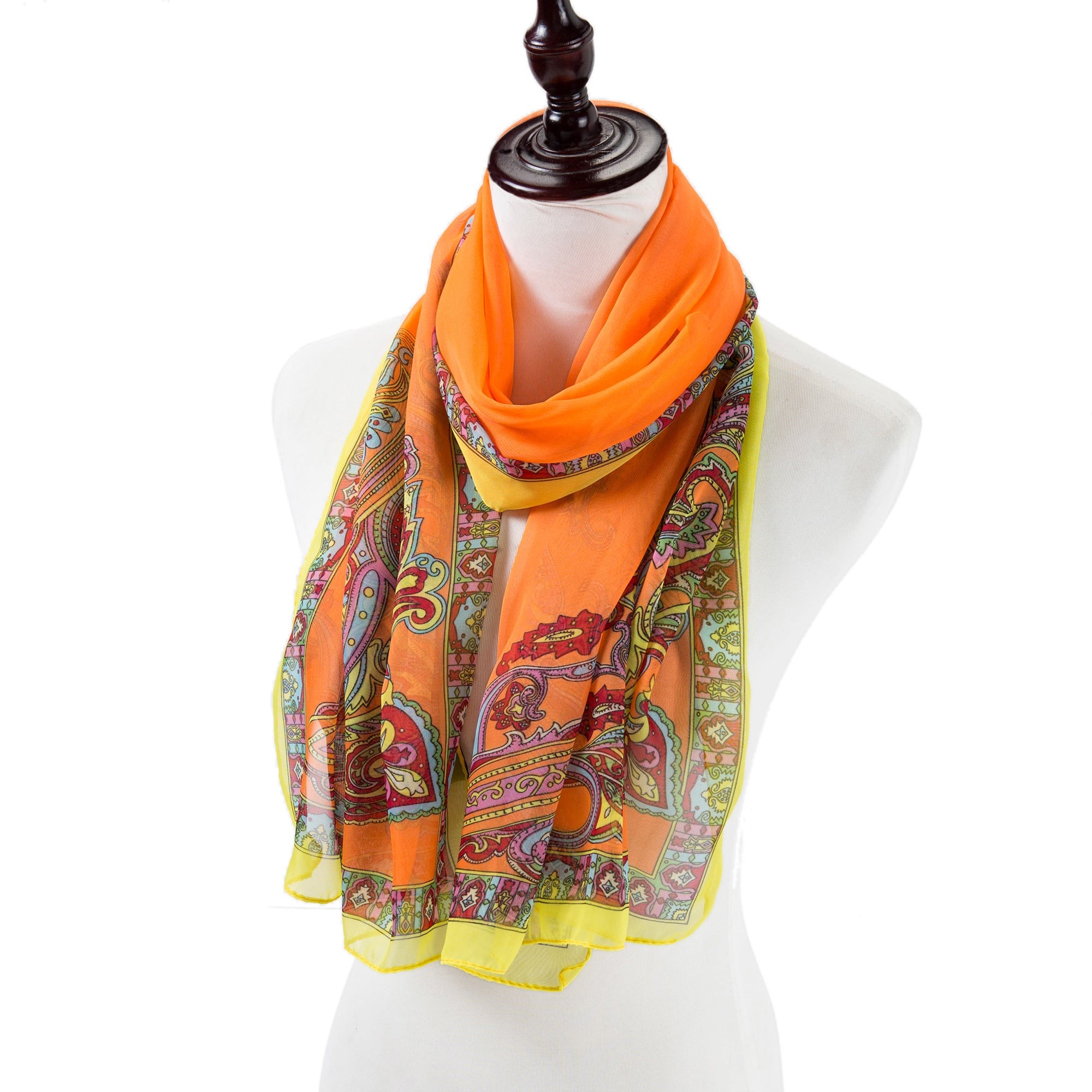 Voile de Soie Orange Véra Orange 100% Soie 180x50cm