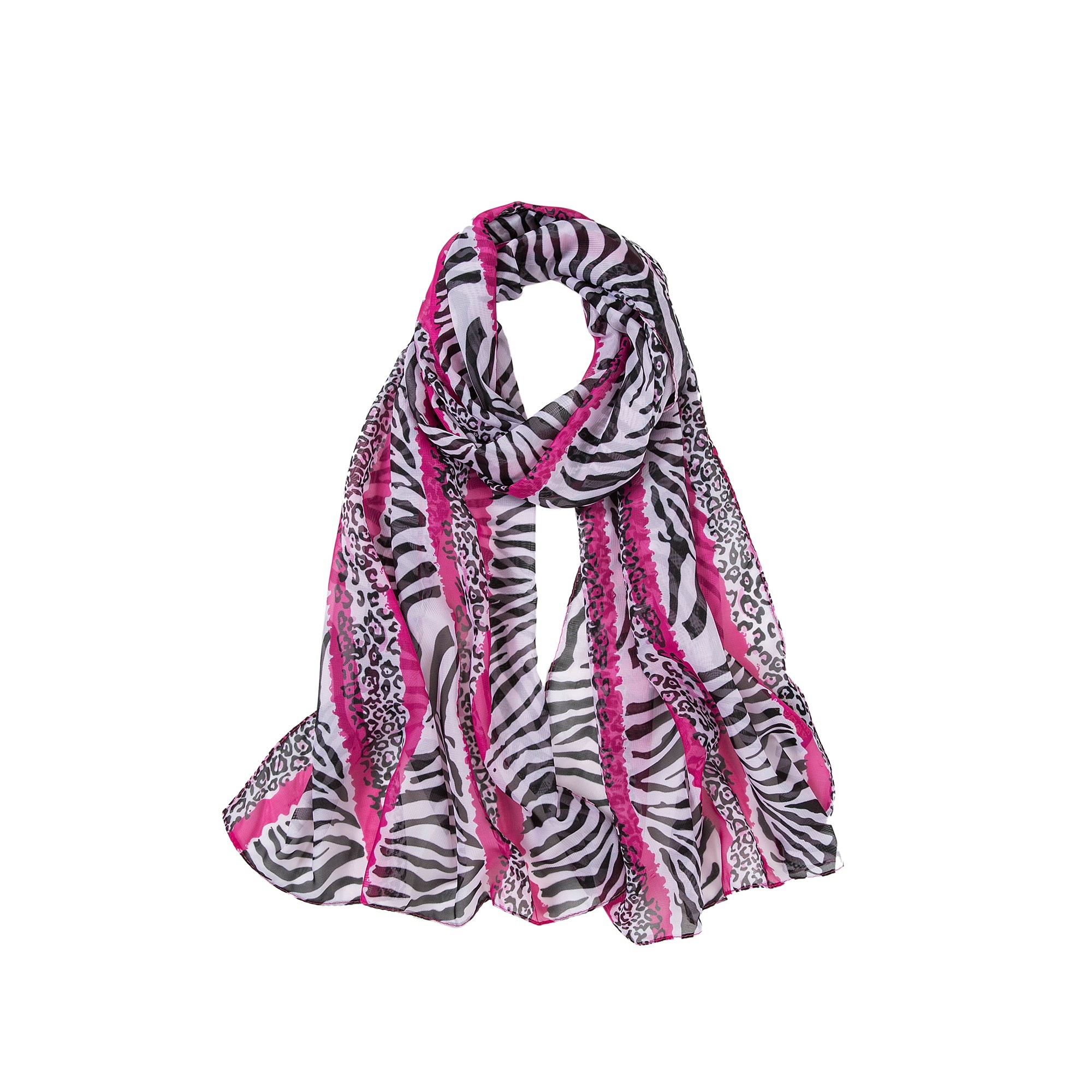 Voile de Soie Pink Leopard Véra Rose 100% Soie 180x50cm