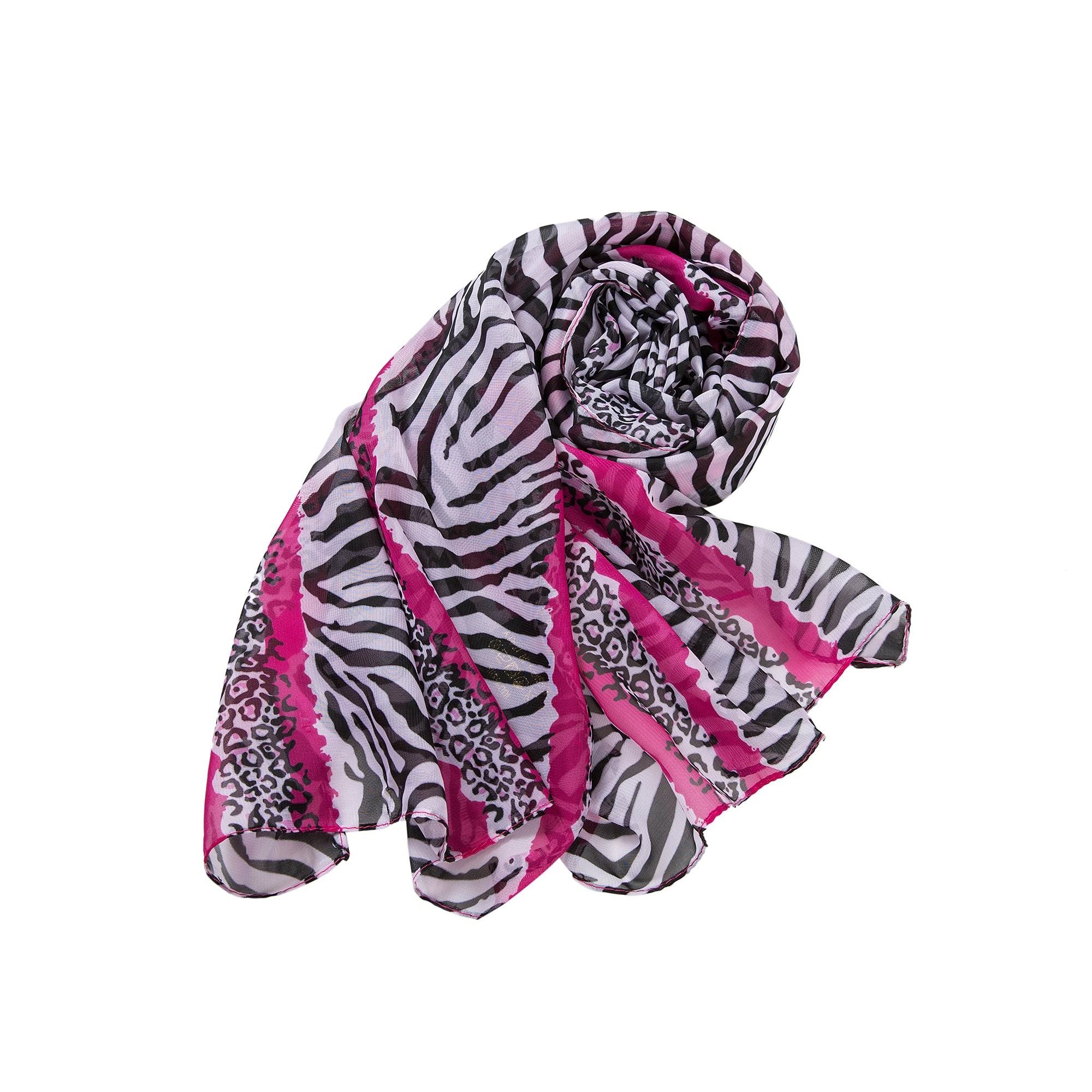Voile de Soie Pink Leopard Véra Rose 100% Soie 180x50cm
