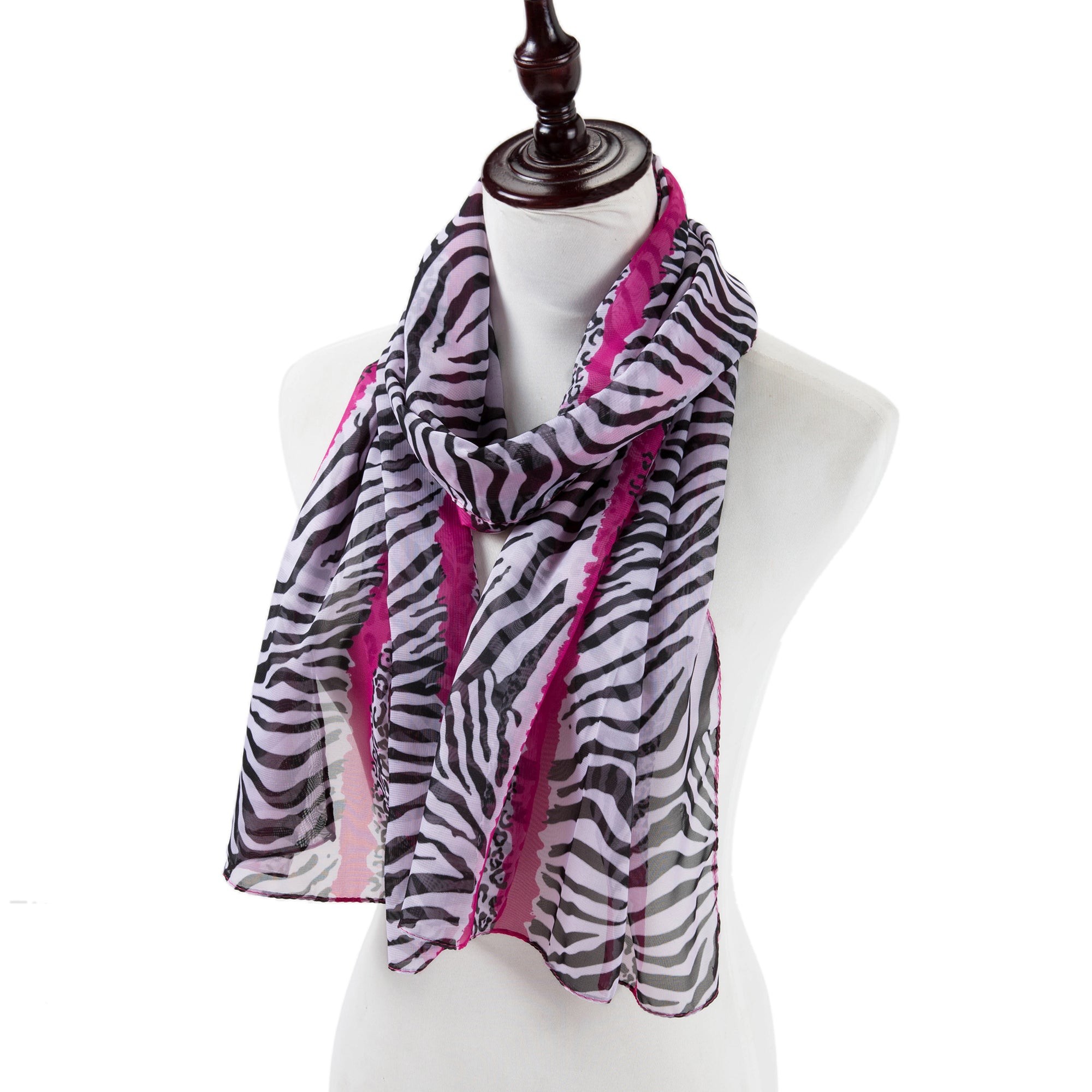Voile de Soie Pink Leopard Véra Rose 100% Soie 180x50cm