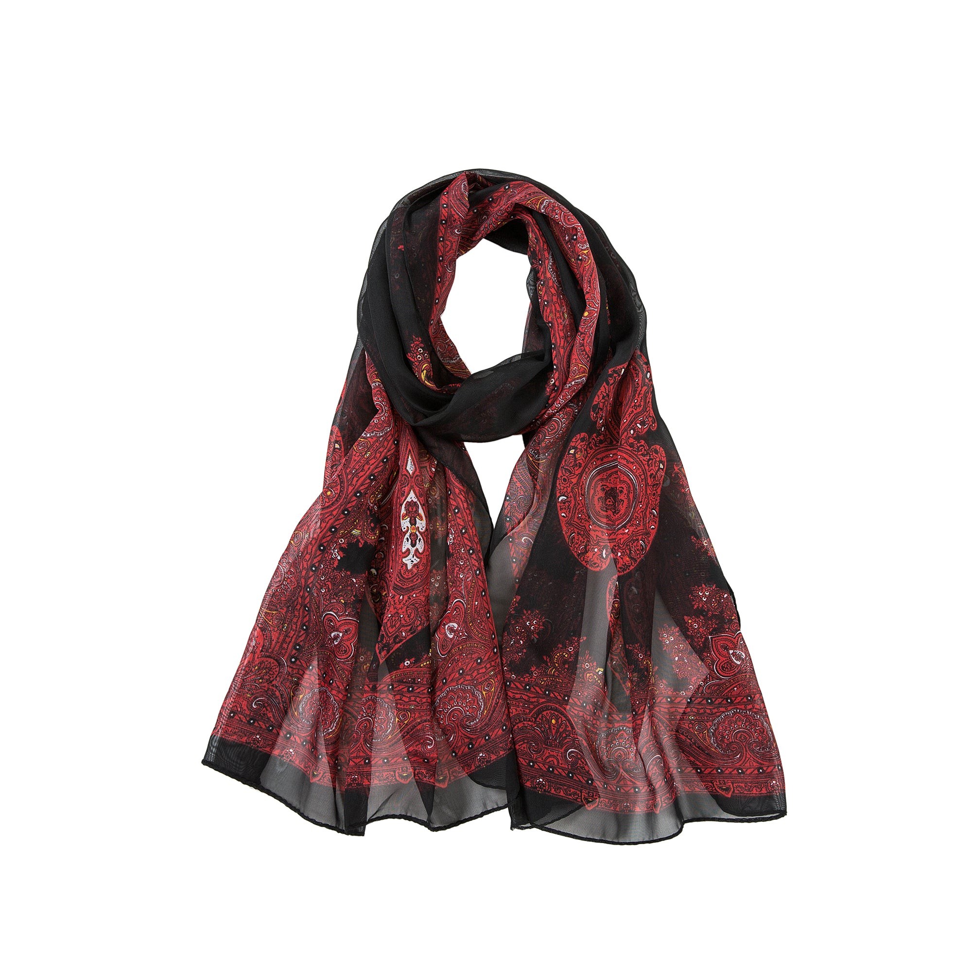 Voile de Soie Red Black Véra Noir 100% Soie 180x50cm