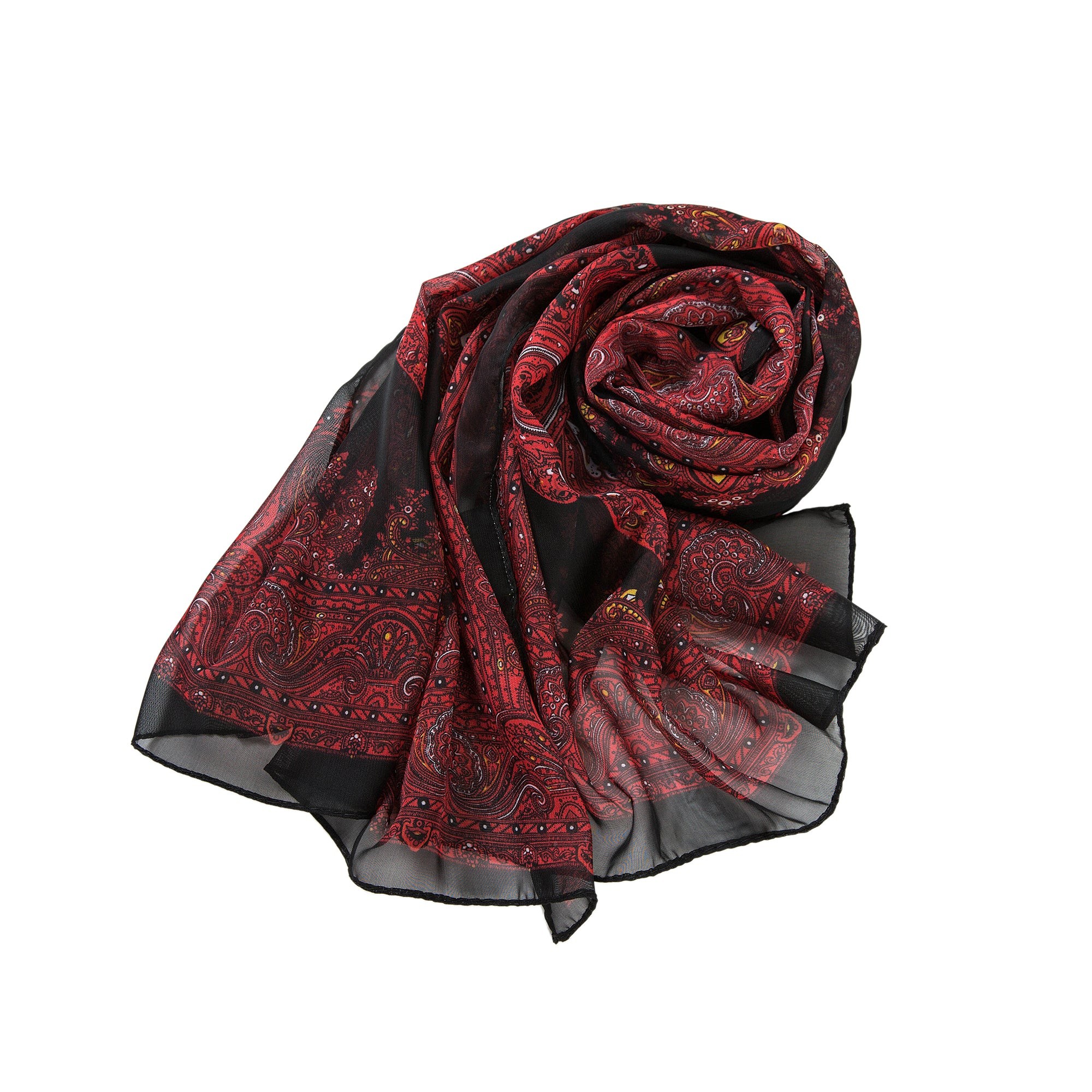 Voile de Soie Red Black Véra Noir 100% Soie 180x50cm