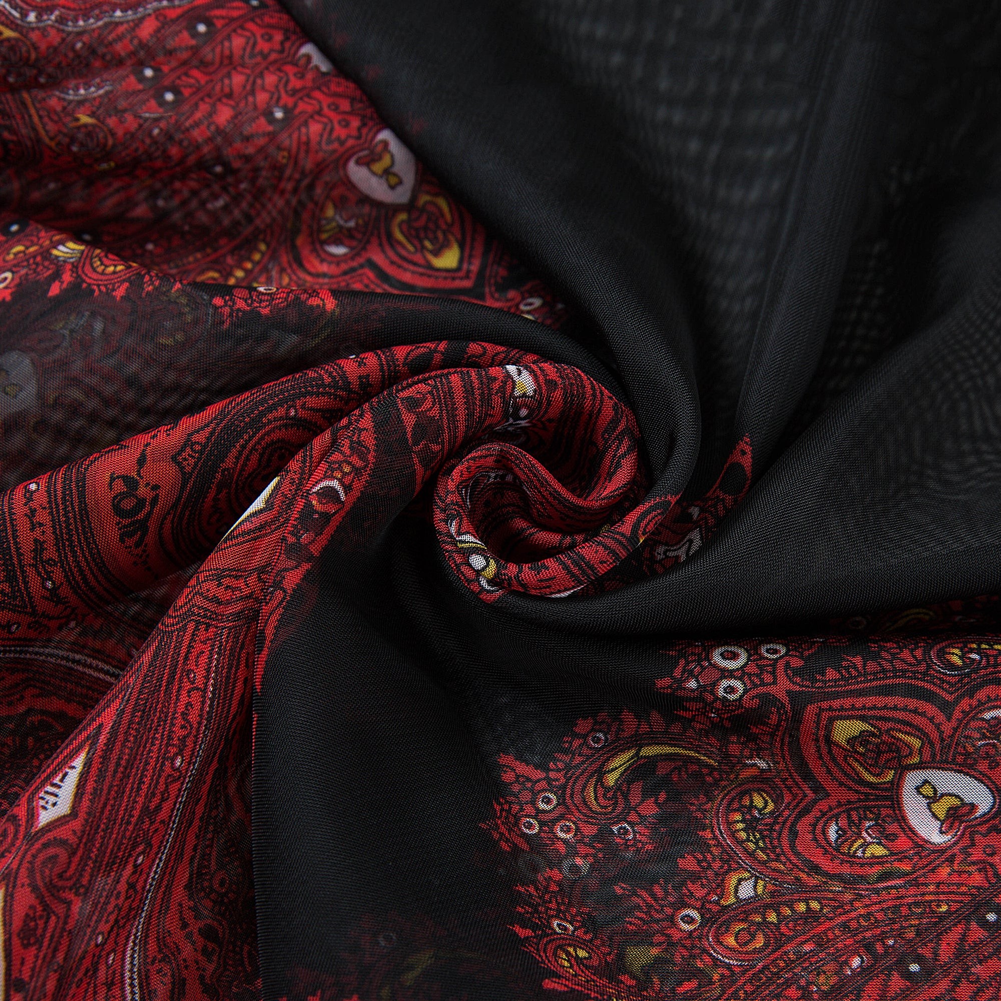 Voile de Soie Red Black Véra Noir 100% Soie 180x50cm