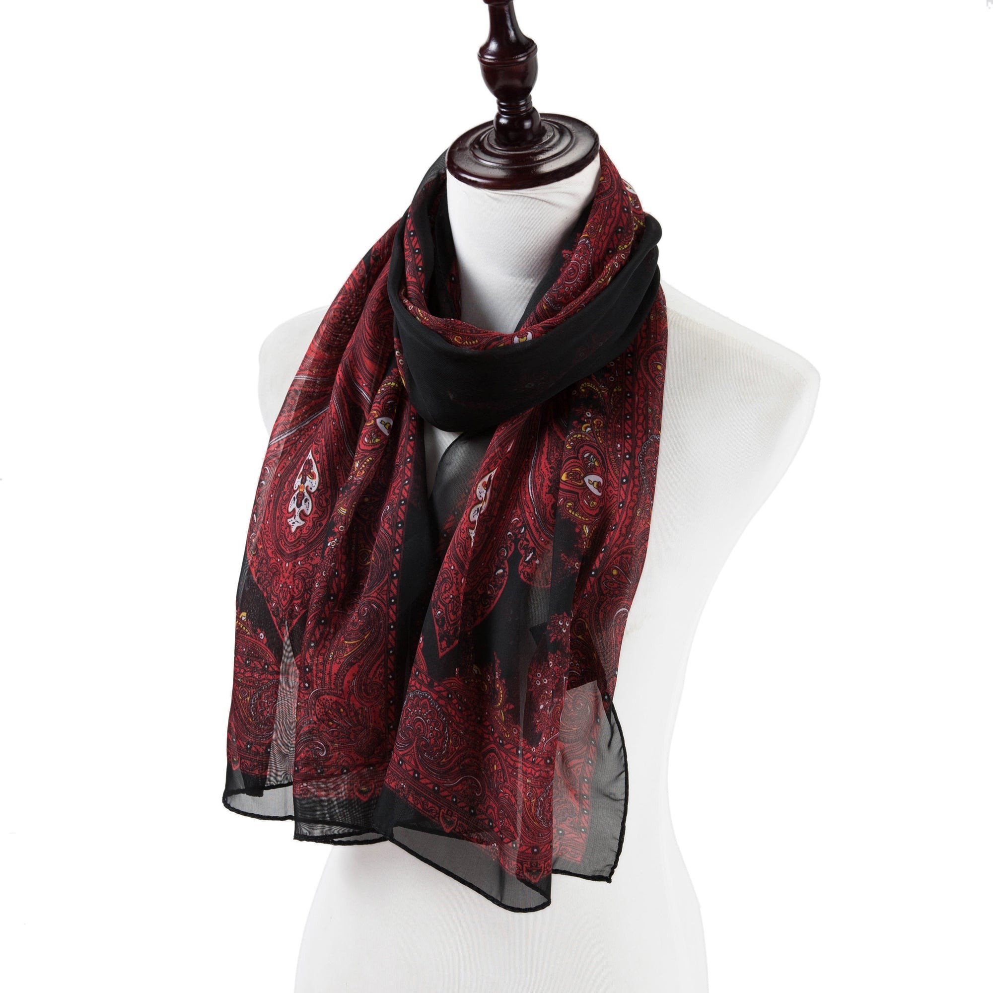 Voile de Soie Red Black Véra Noir 100% Soie 180x50cm
