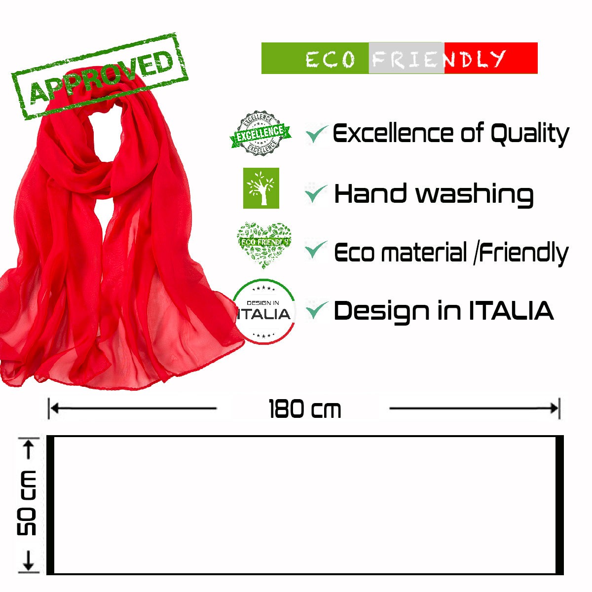 Voile de Soie Red Véra Rouge 100% Soie 180x50cm