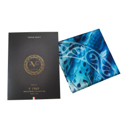 Carré de soie Grand Blue Tiger Bleu 100% Soie 90x90cm