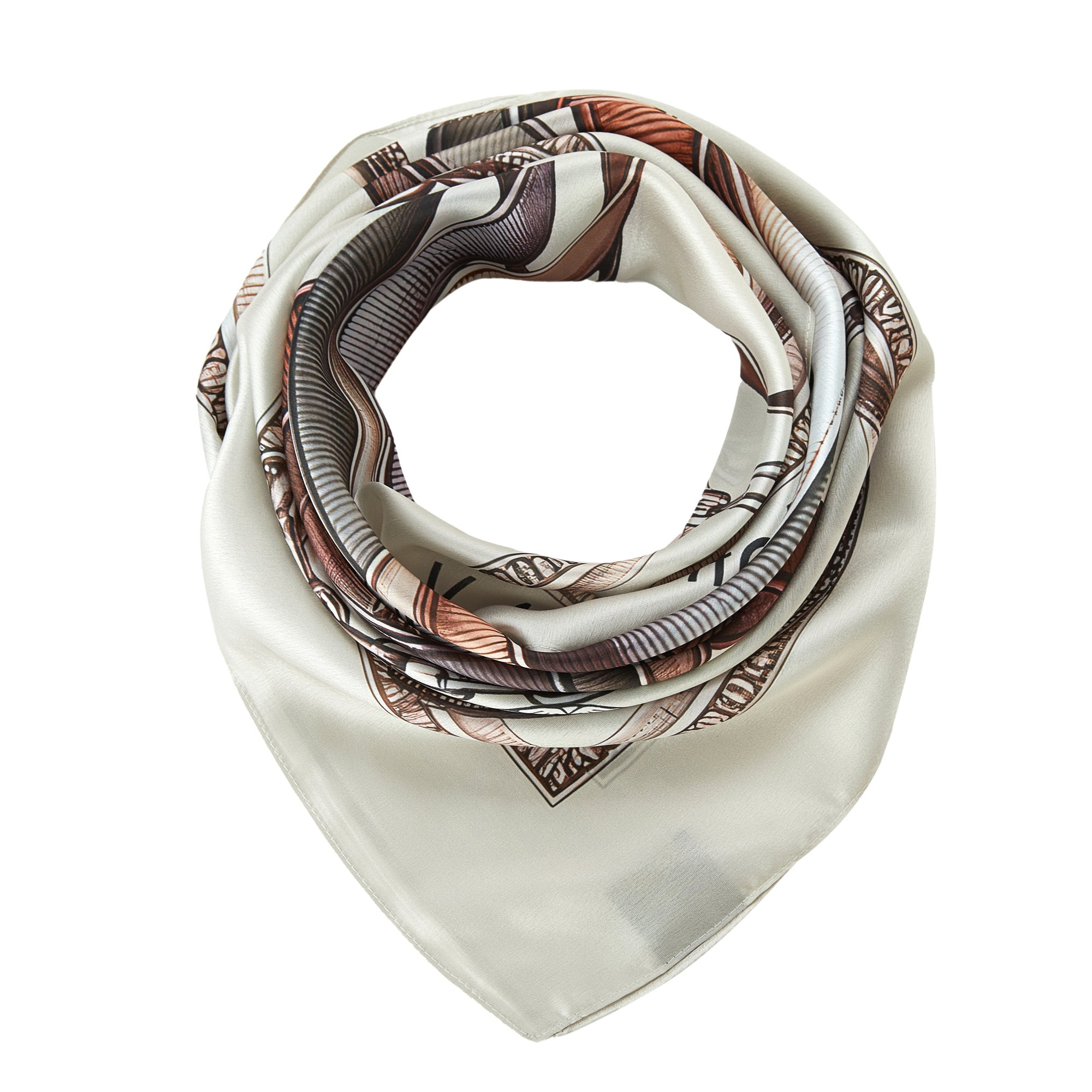 Carré de soie Grand MultiBelts marron 100% Soie 90x90cm