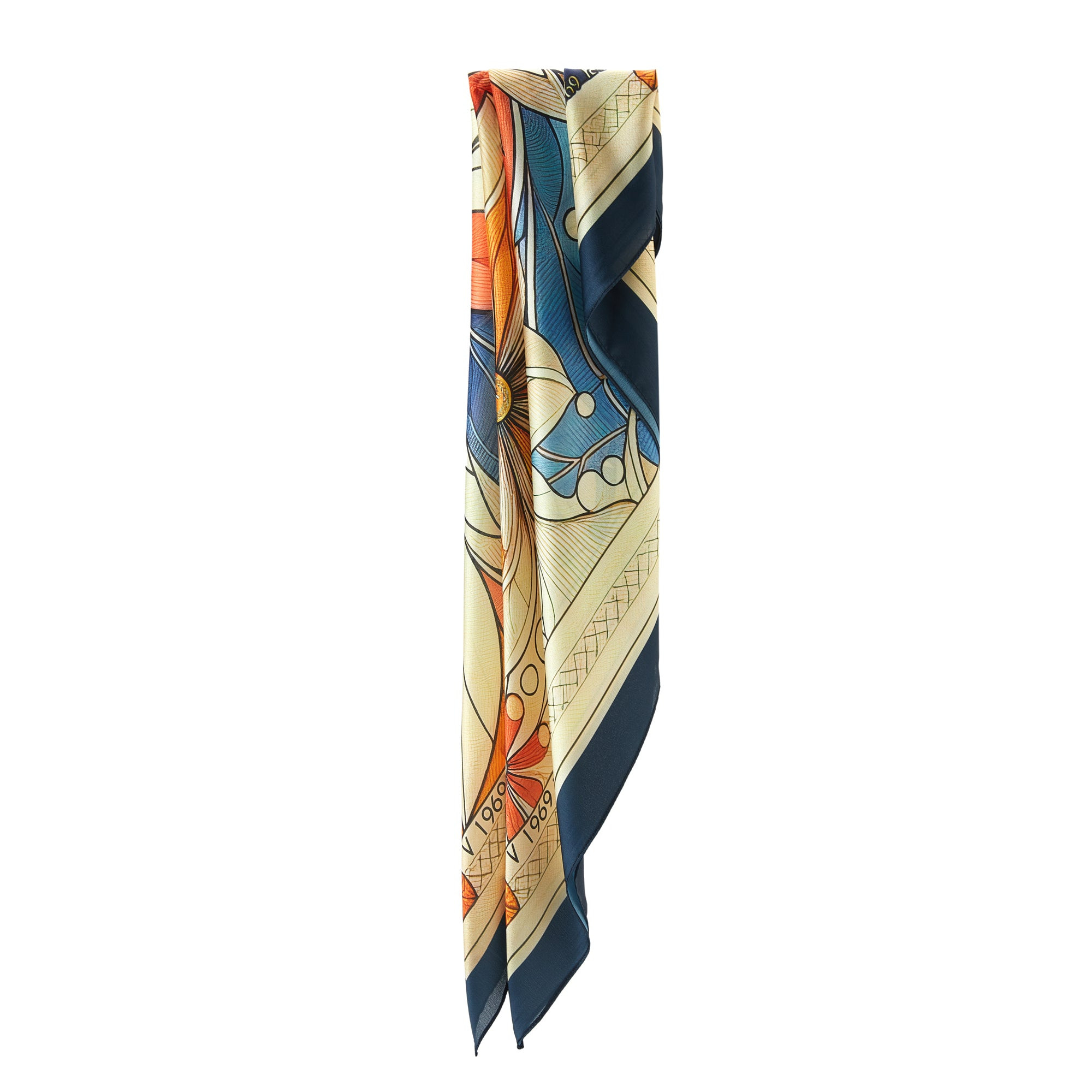 Carré de soie Grand Mystic Flowers Multi-couleurs 100% Soie 90x90cm