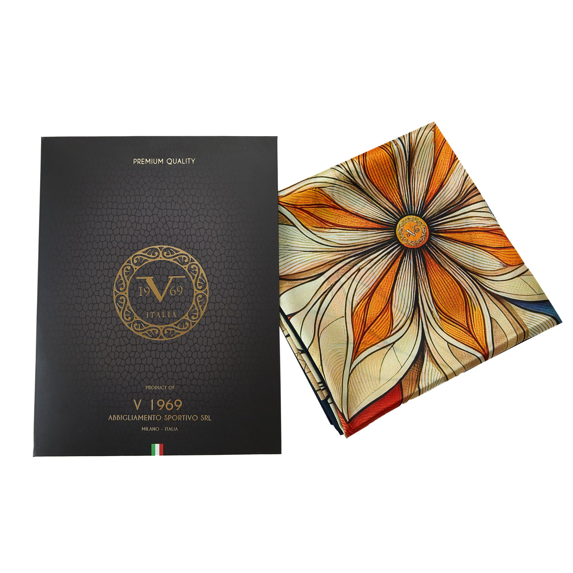 Carré de soie Grand Mystic Flowers Multi-couleurs 100% Soie 90x90cm