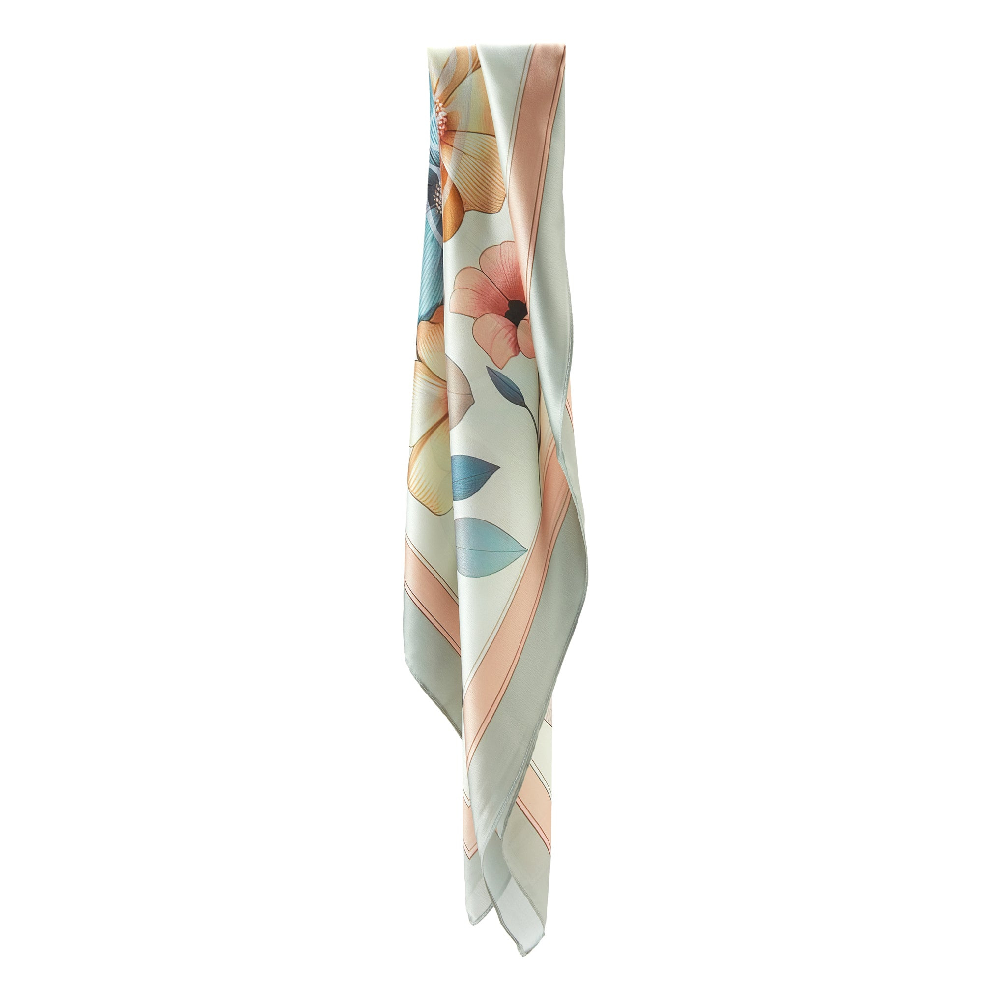 Carré de soie Grand Spring Flowers Rose 100% Soie 90x90cm
