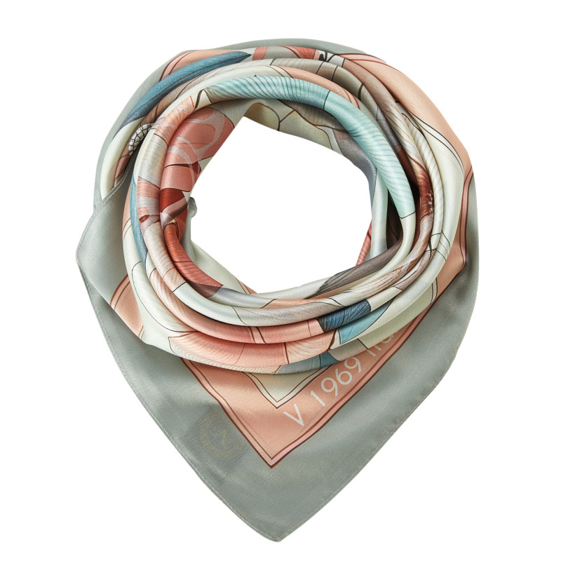 Carré de soie Grand Spring Flowers Rose 100% Soie 90x90cm