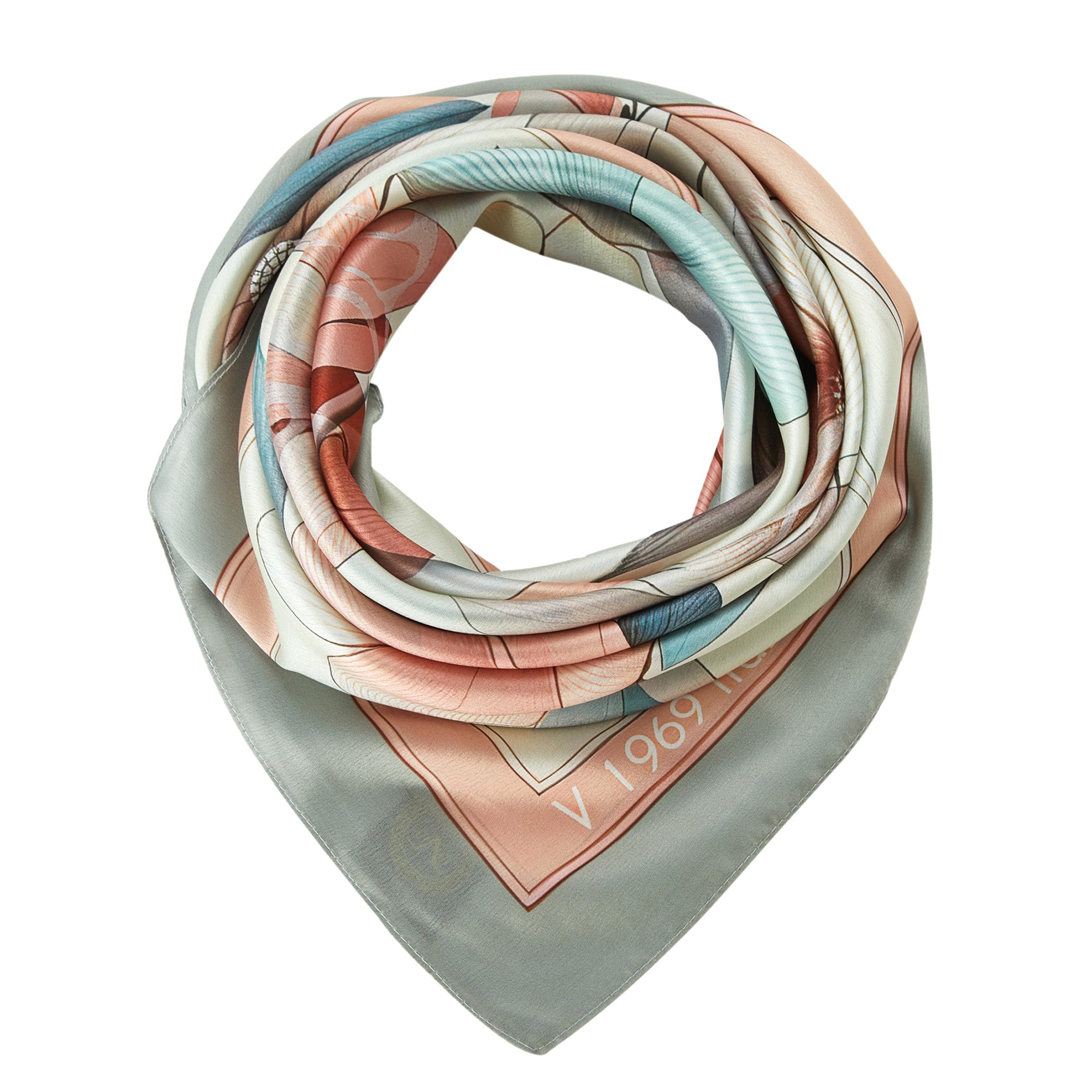 Carré de soie Grand Spring Flowers Rose 100% Soie 90x90cm