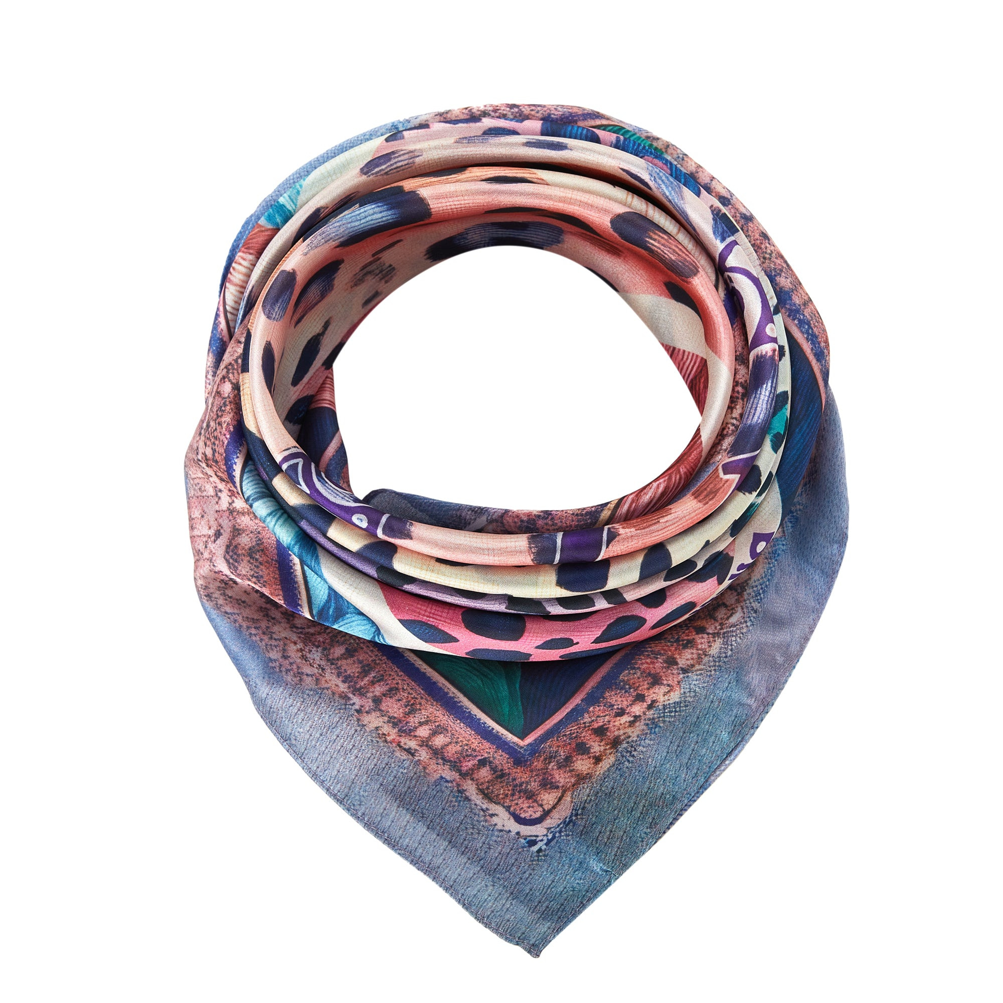 Carré de soie Rainbow Félins Multi-couleurs 100% Soie 70x70cm