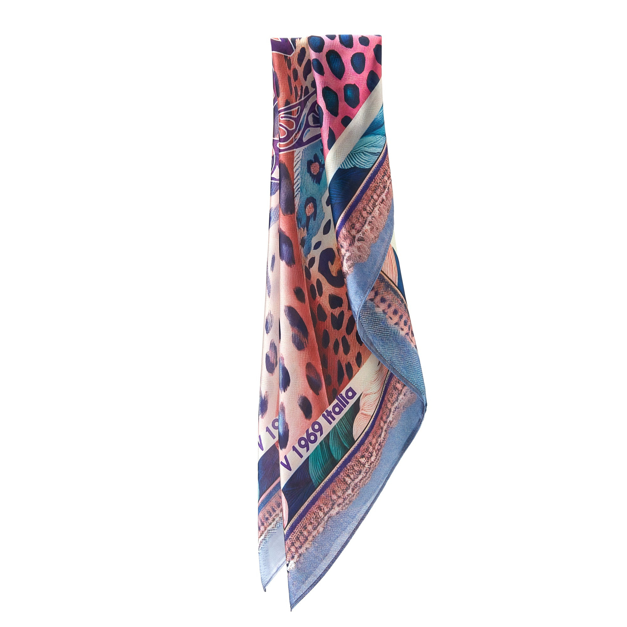 Carré de soie Rainbow Félins Multi-couleurs 100% Soie 70x70cm