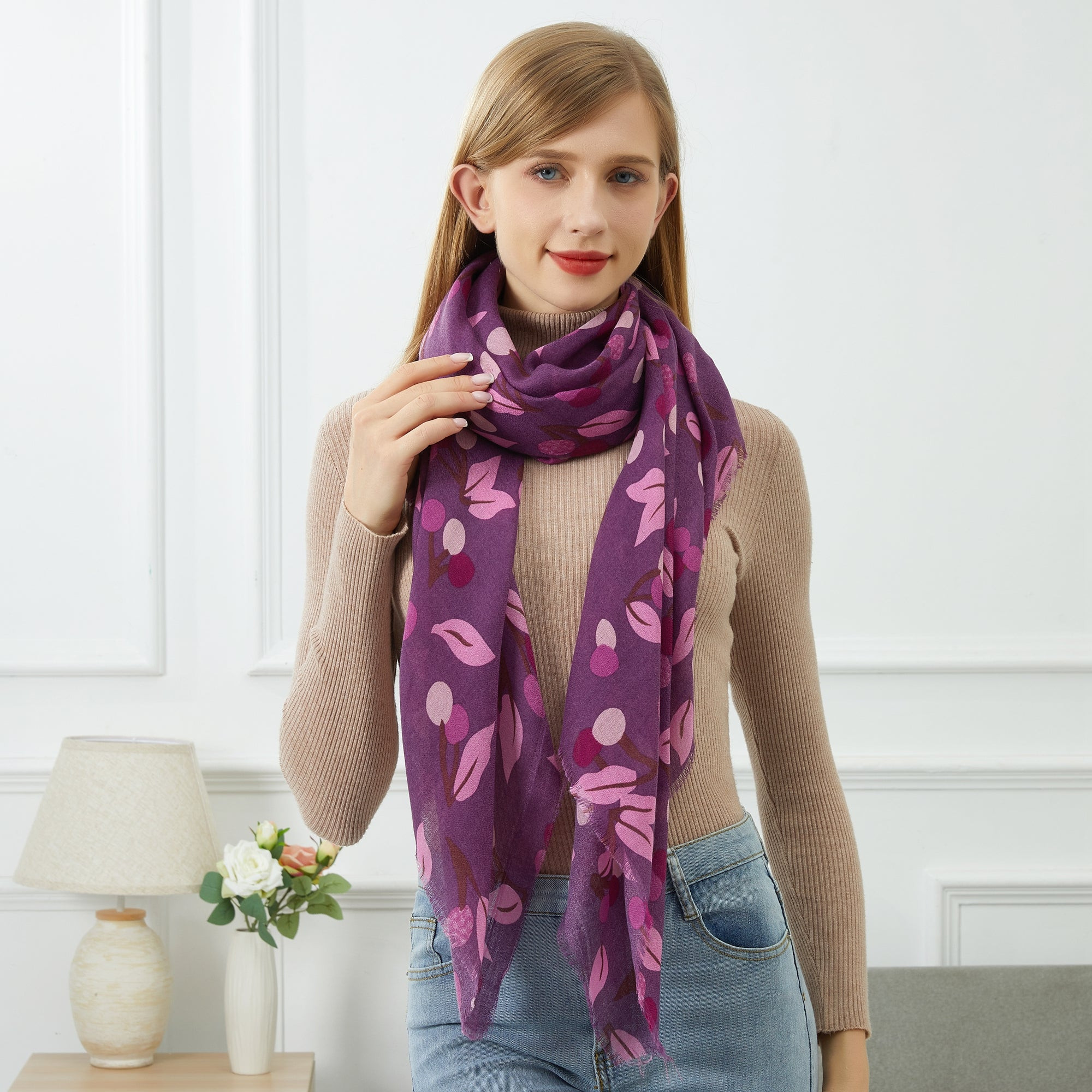 Chèche Automn Violet 100% Coton bio 135x135 cm