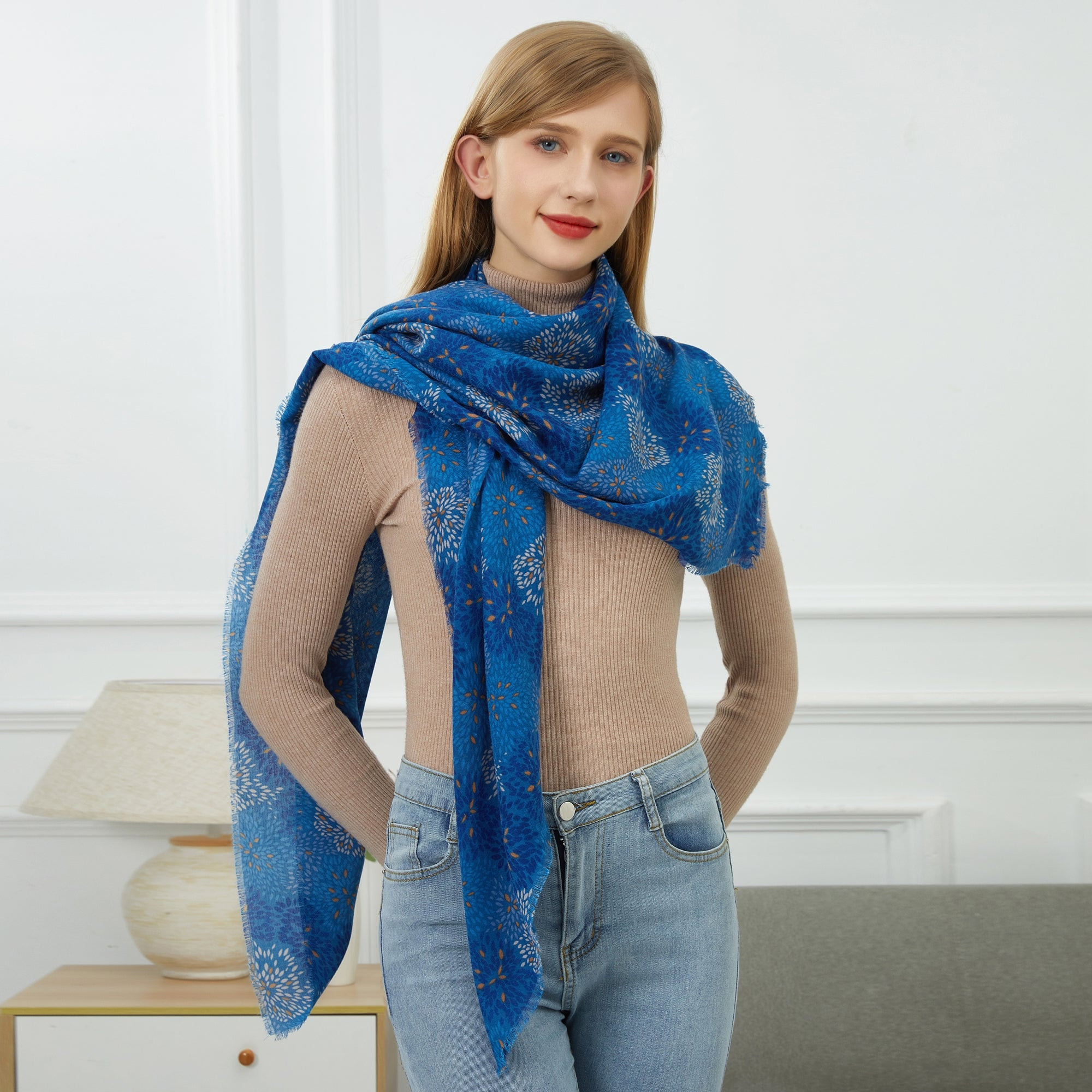 Chèche Fire Bleu 100% Coton bio 135x135 cm