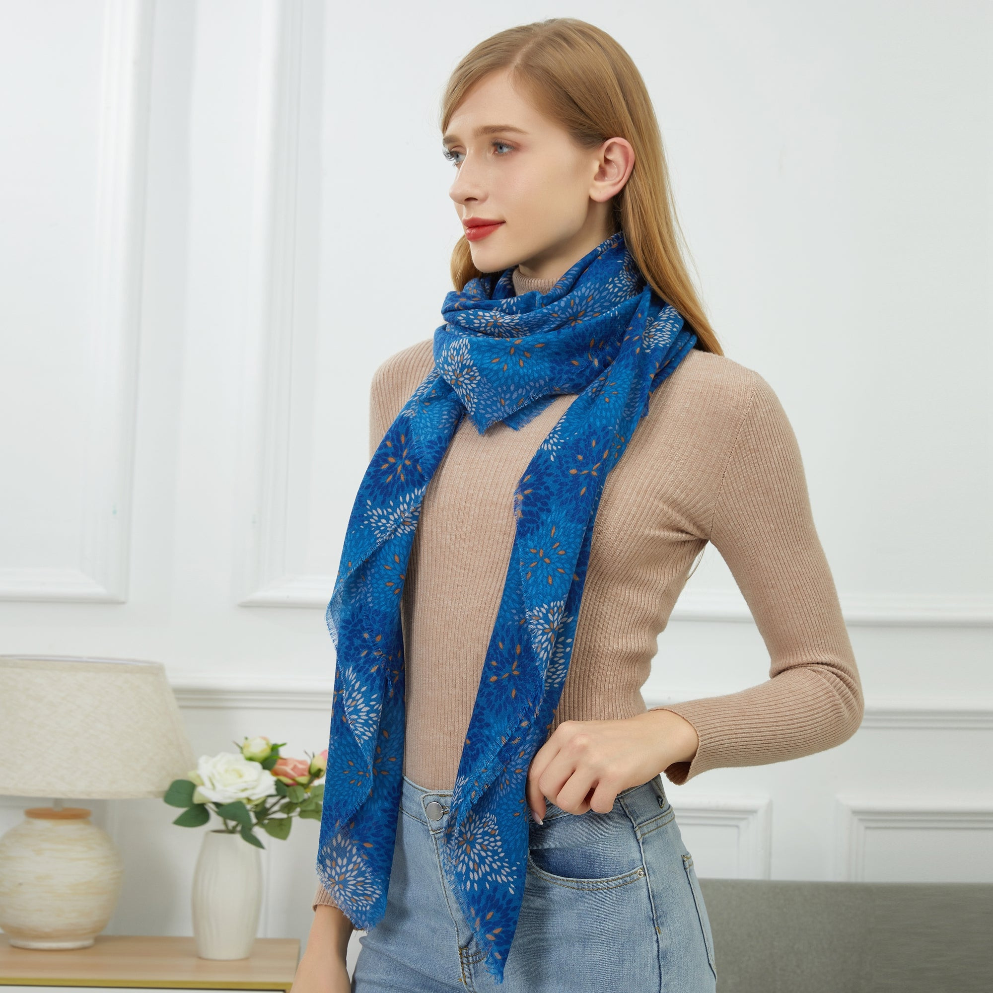 Chèche Fire Bleu 100% Coton bio 135x135 cm