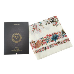 Chèche Flowers Blanc 100% Coton bio 135x135 cm
