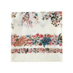 Chèche Flowers Blanc 100% Coton bio 135x135 cm