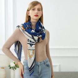 Chèche French Bleu 100% Coton bio 135x135 cm