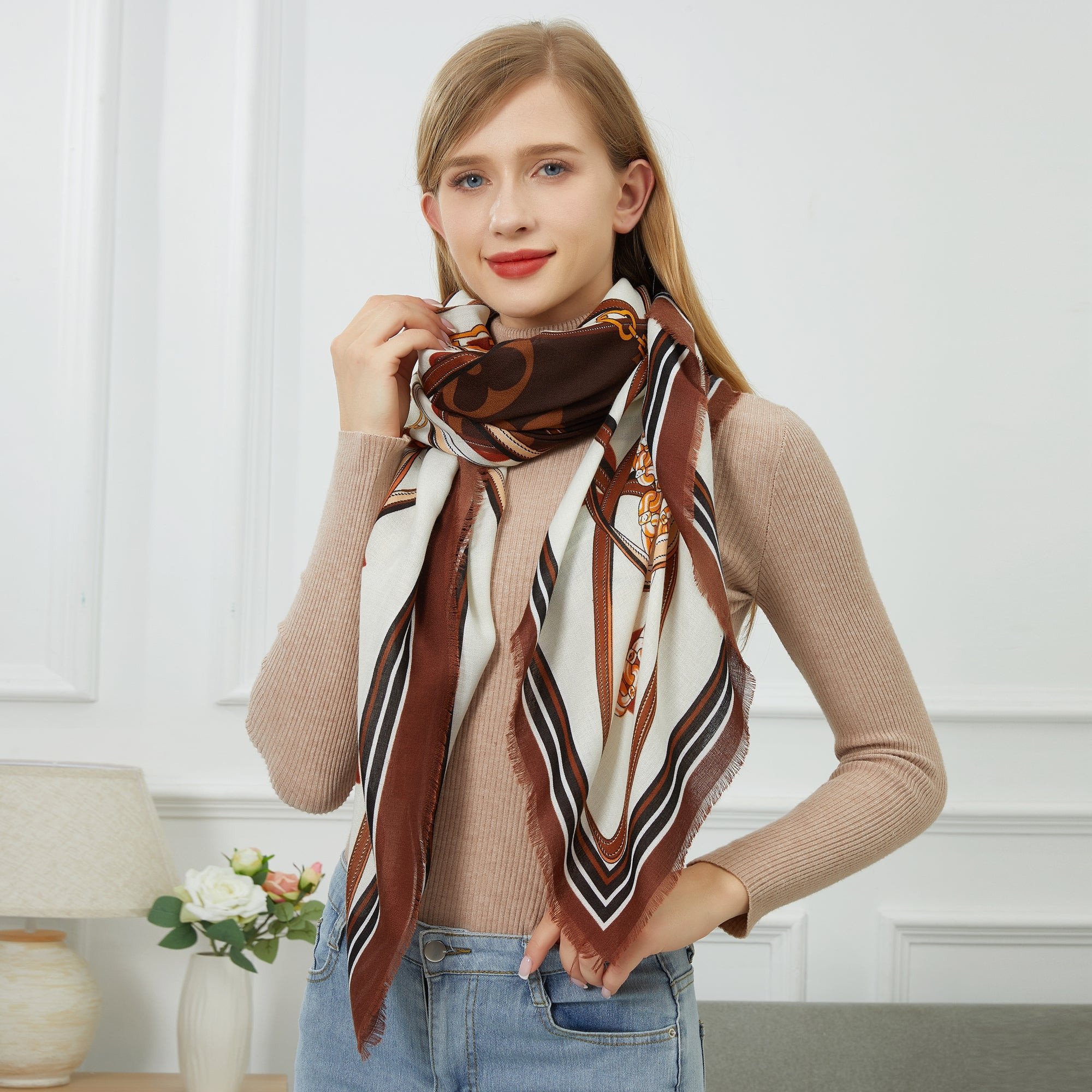 Chèche French Chocolat 100% Coton bio 135x135 cm