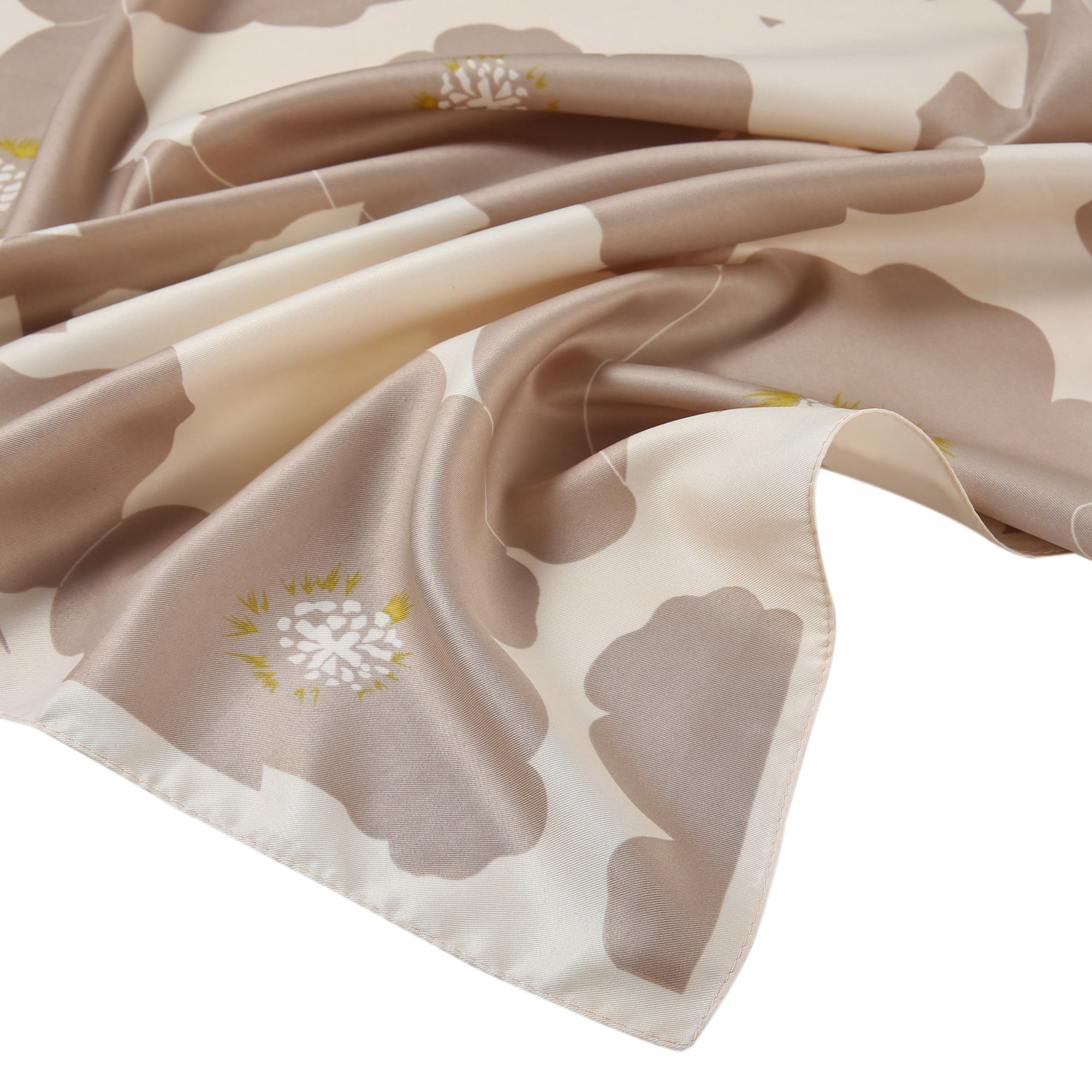 Grand carré de Soie Bigpetale Zoé Beige 100% Soie 90x90cm
